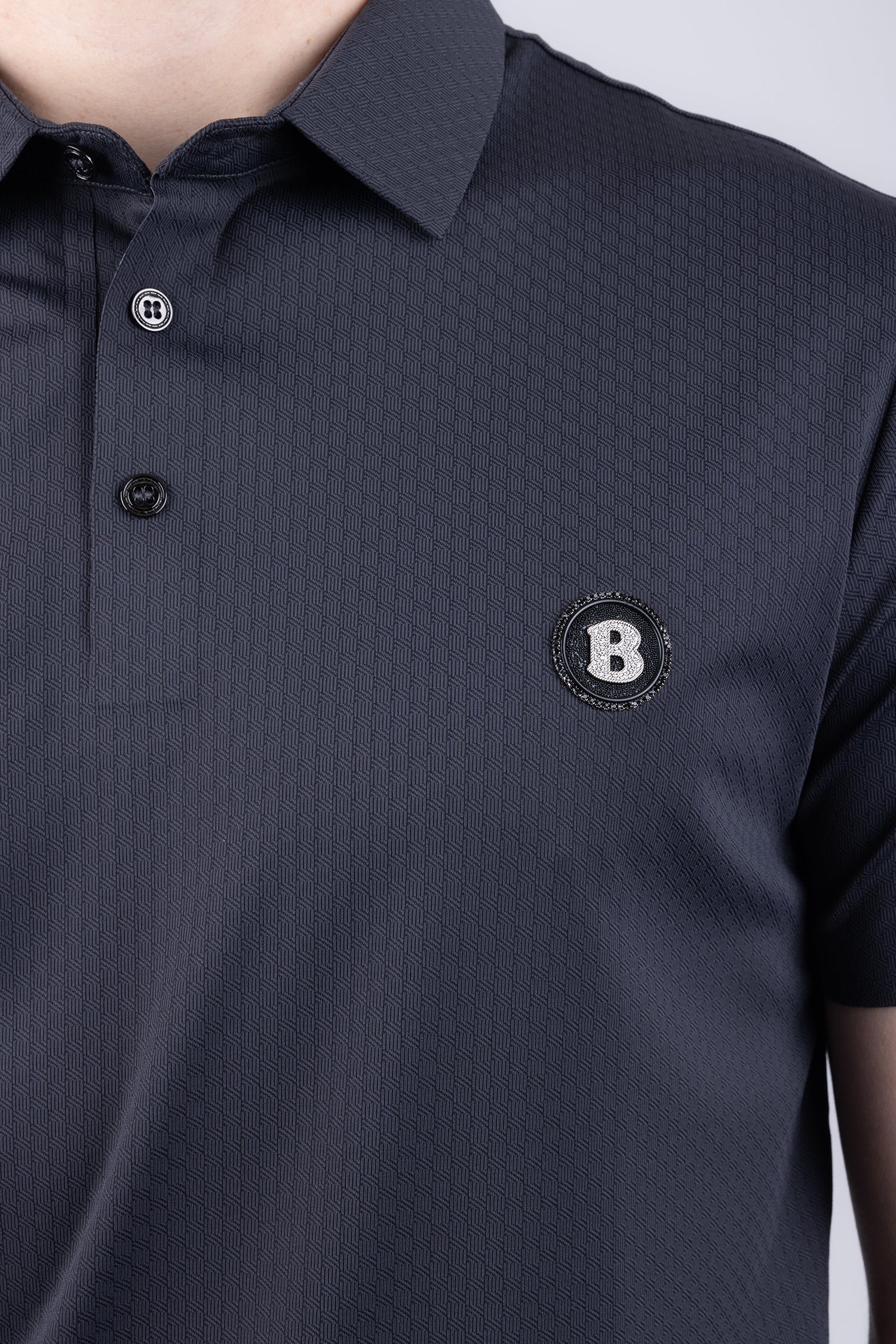 Barabas Men's Solid Color Textured Stretch Premium Polo Shirts 5P04 Charcoal
