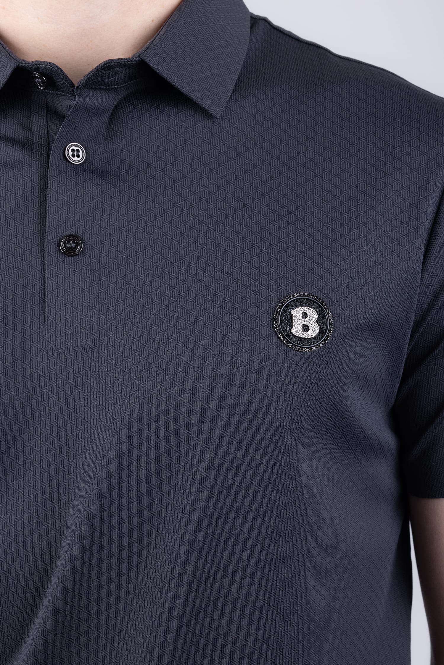 Barabas Men's Solid Color Textured Stretch Premium Polo Shirts 5P04 Charcoal