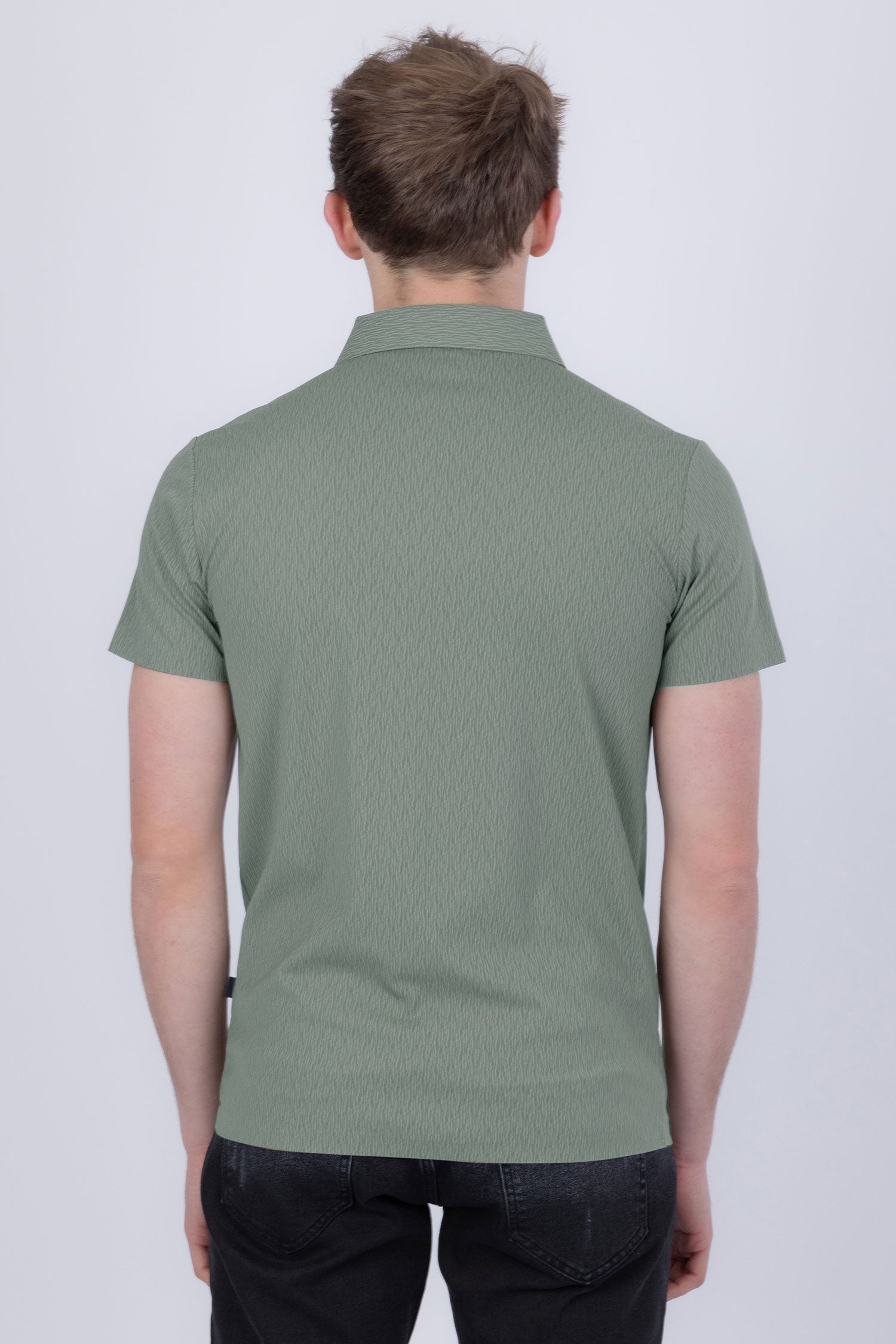 Barabas Men's Solid Color Textured Premium Stretch Polo Shirts 5P10 Sage