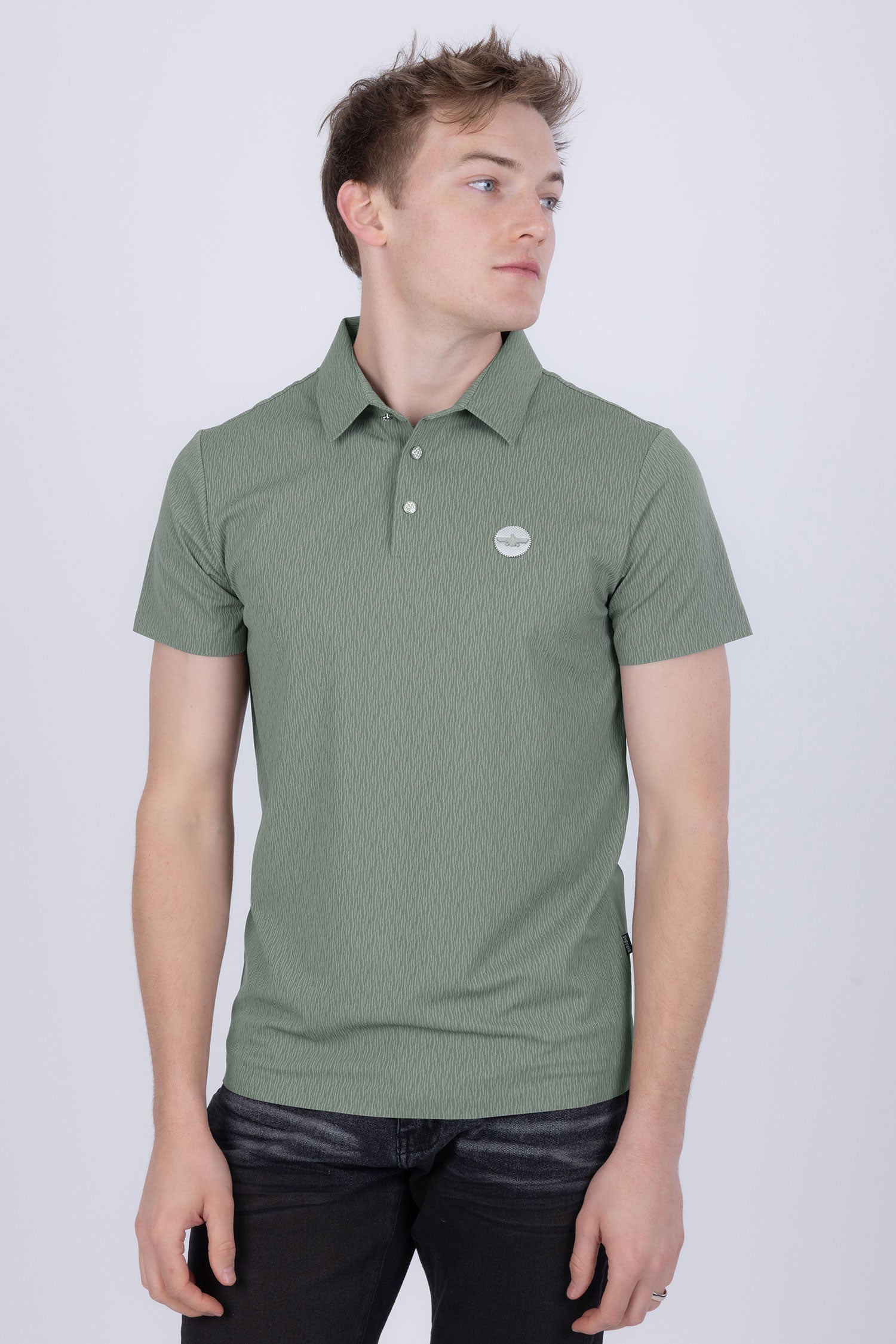 Barabas Men's Solid Color Textured Premium Stretch Polo Shirts 5P10 Sage