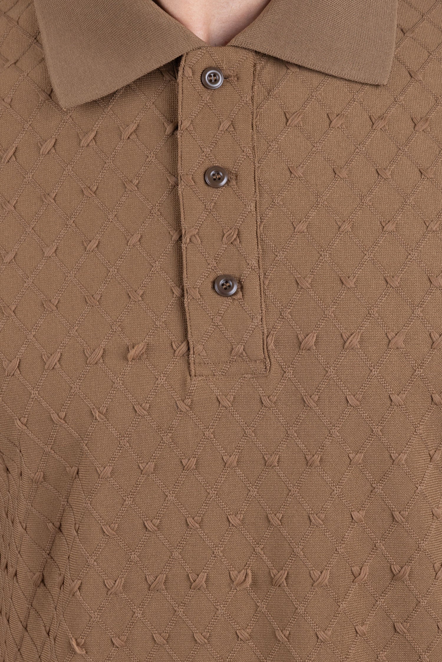Barabas Men's Solid Color Diamond Premium Stretch Polo Shirts 5P11 Coffee