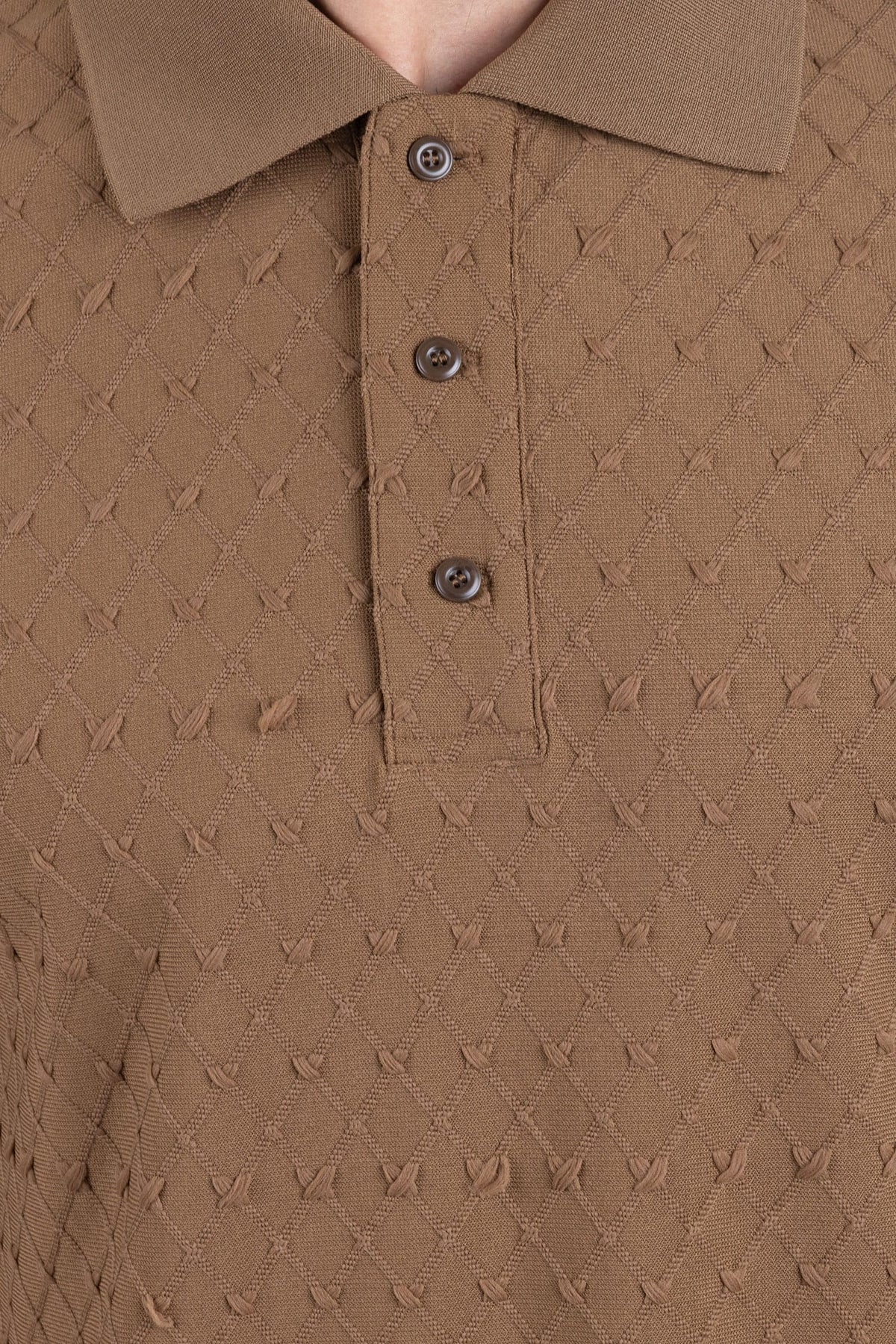 Barabas Men's Solid Color Diamond Premium Stretch Polo Shirts 5P11 Coffee