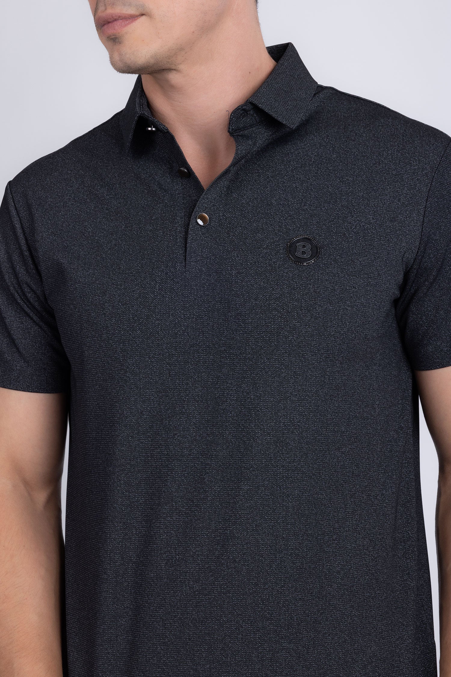 Barabas Men's Solid Color Short Sleeve Stretch Polo Shirts 5P19 Black