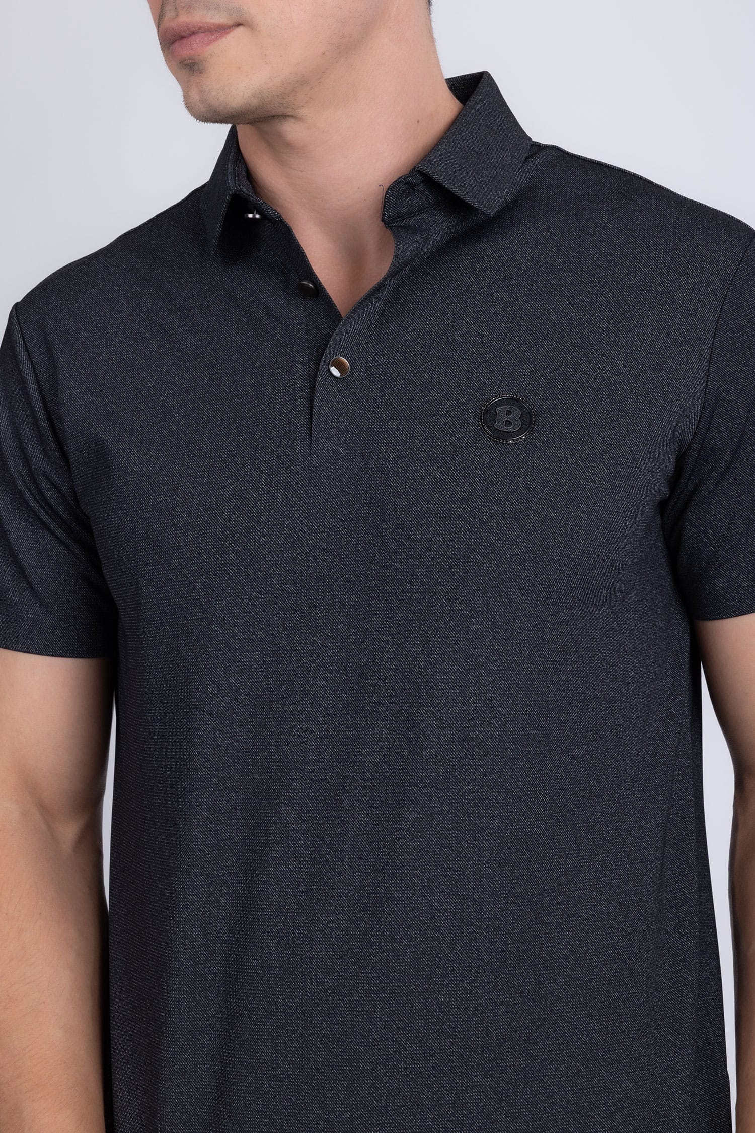 Barabas Men's Solid Color Short Sleeve Stretch Polo Shirts 5P19 Black