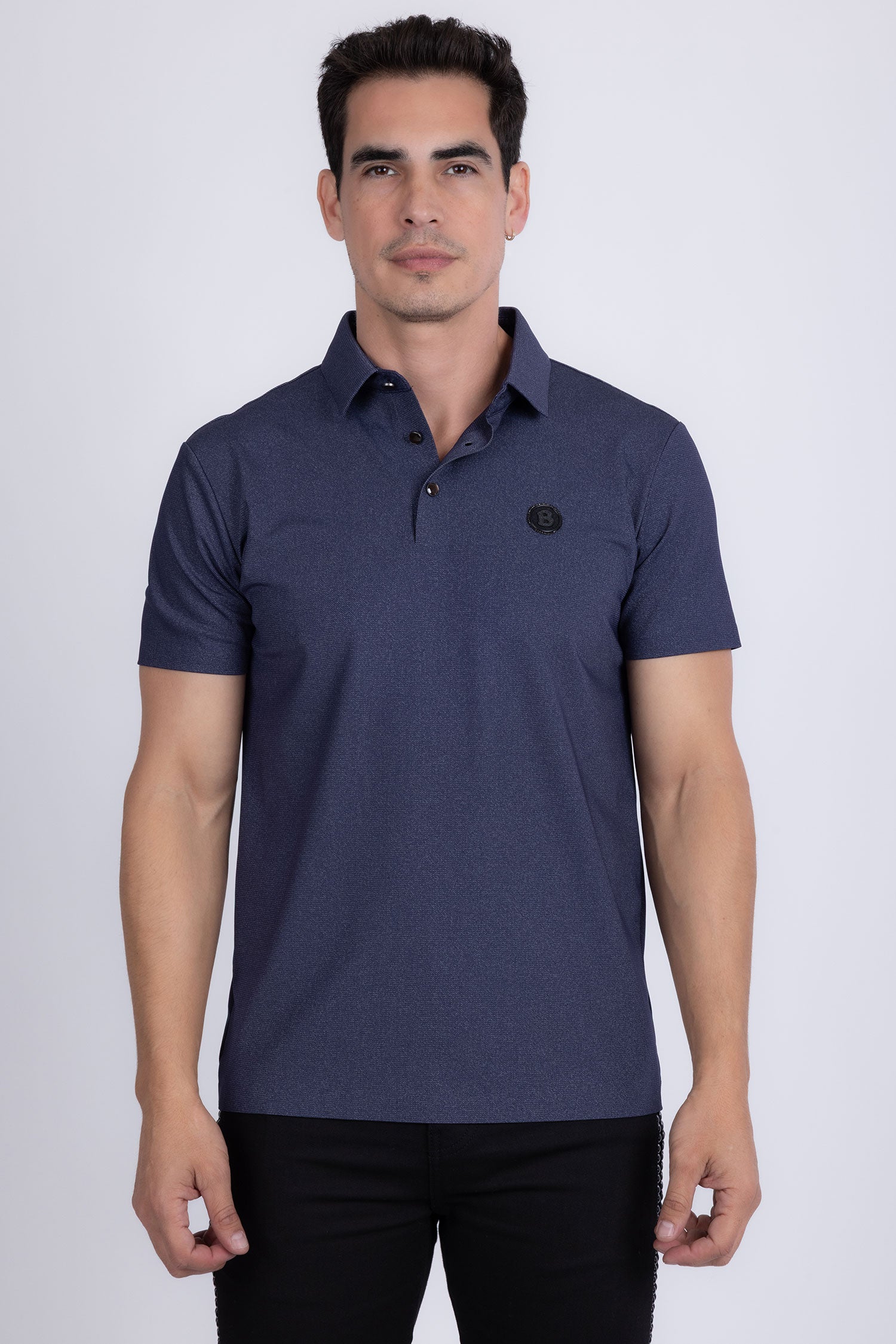 Barabas Men's Solid Color Short Sleeve Stretch Polo Shirts 5P19 Blue