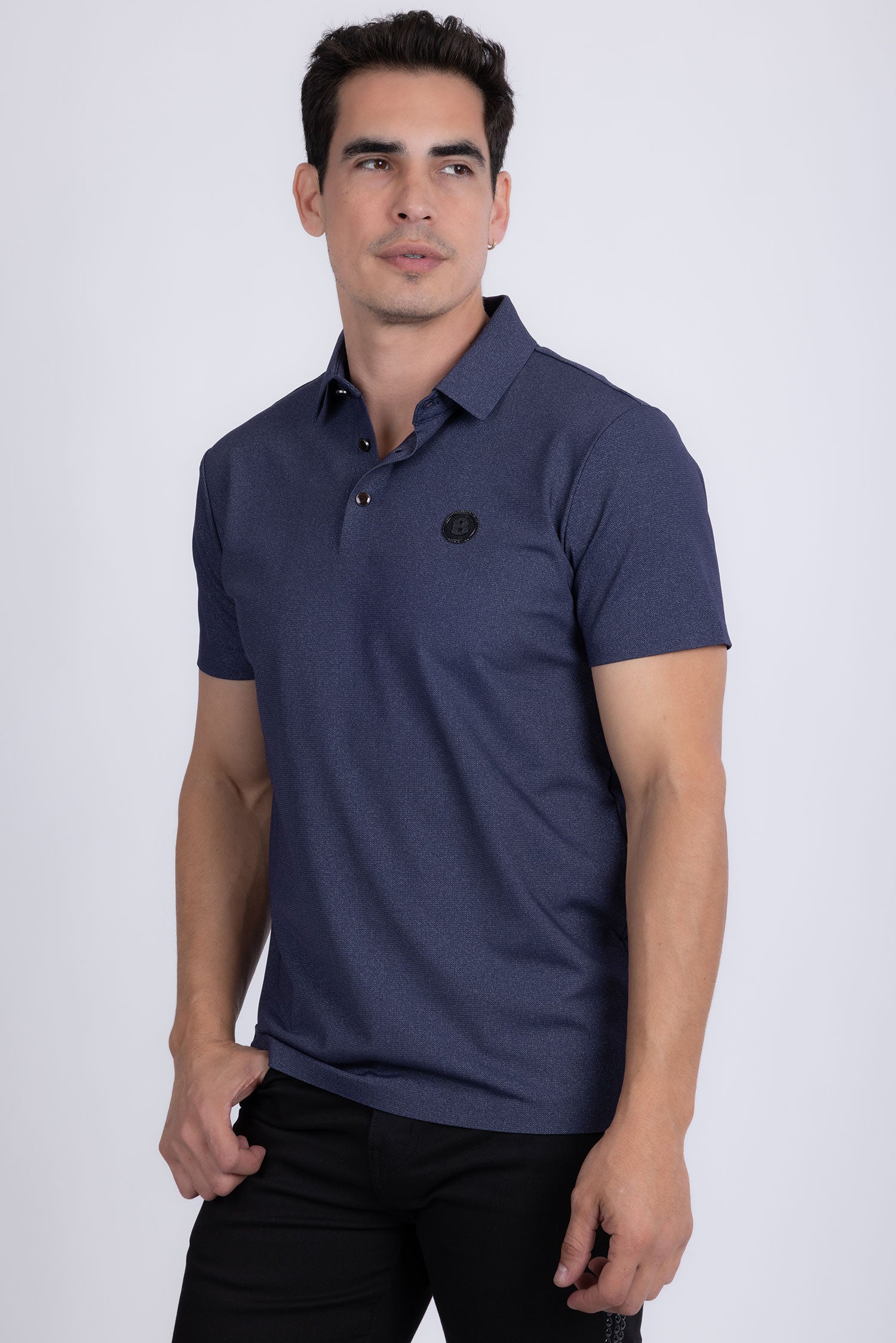 Barabas Men's Solid Color Short Sleeve Stretch Polo Shirts 5P19 Blue