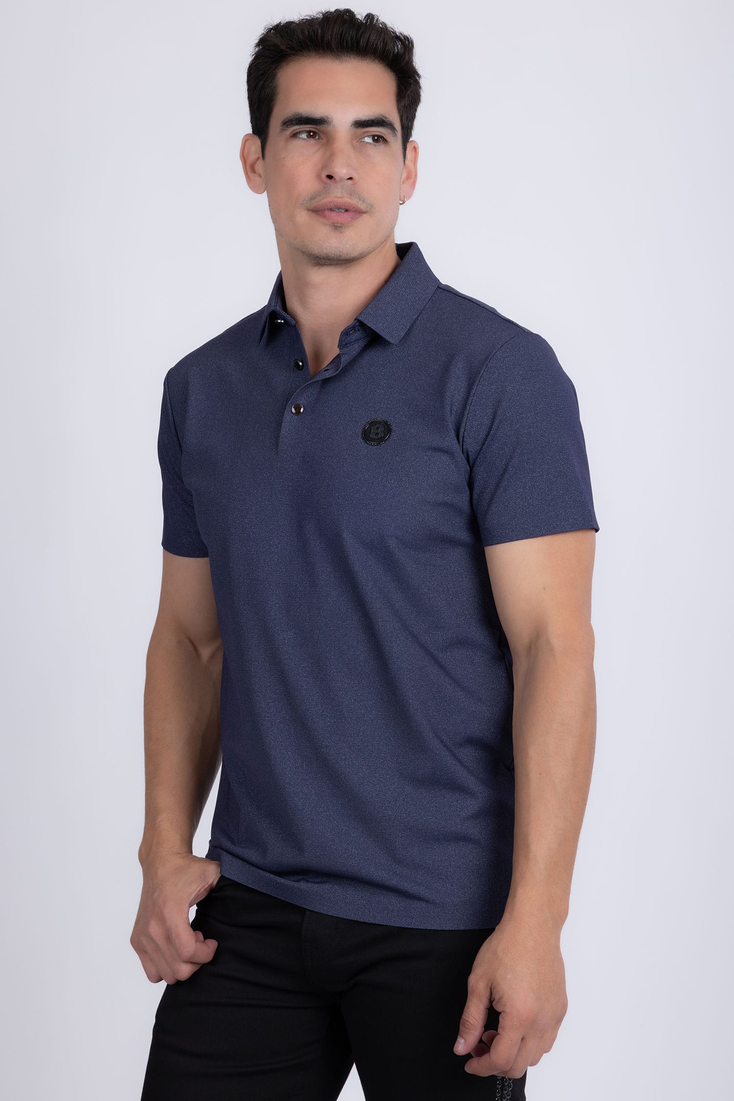 Barabas Men's Solid Color Short Sleeve Stretch Polo Shirts 5P19 Blue