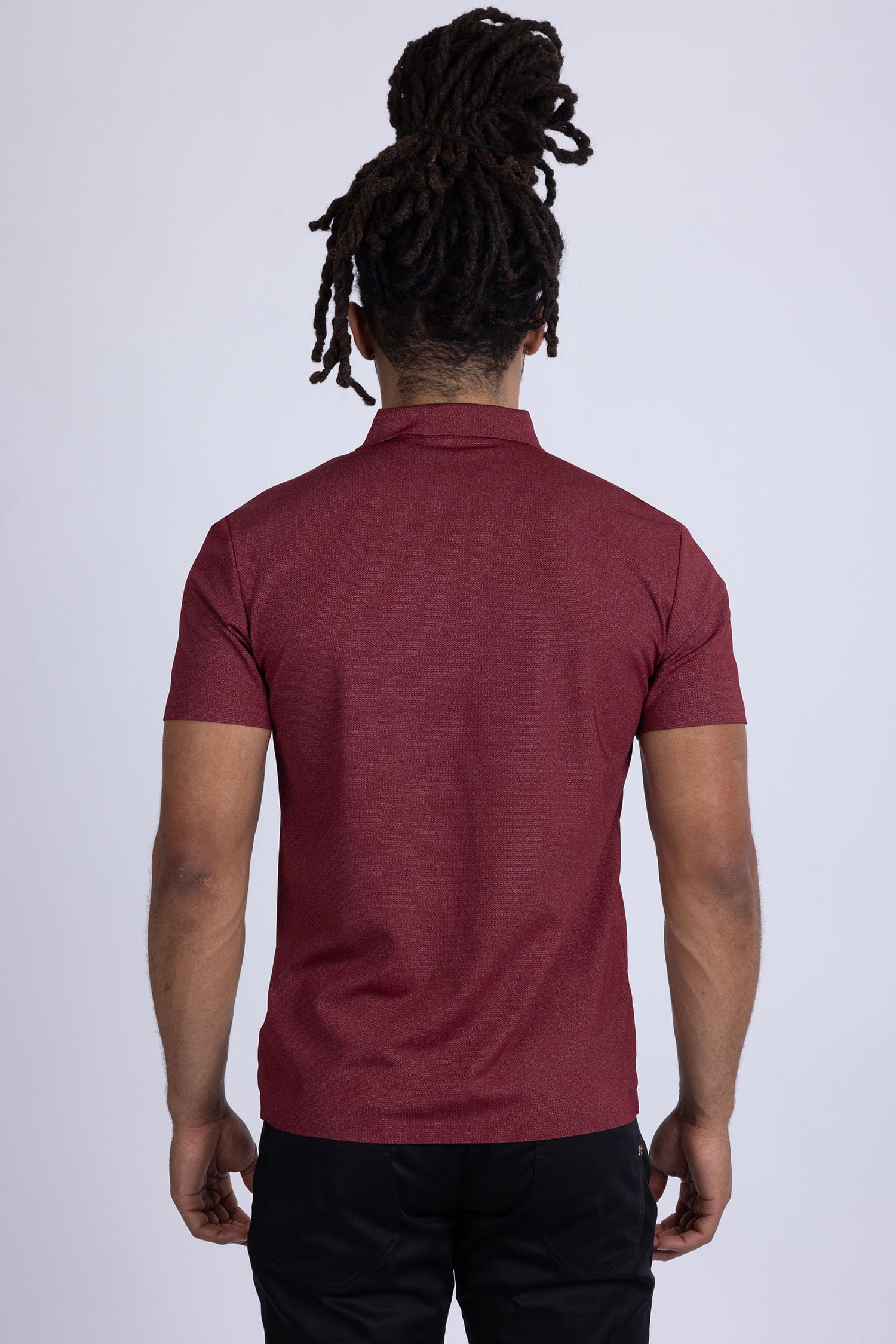 Barabas Men's Solid Color Short Sleeve Stretch Polo Shirts 5P19 Dark Red