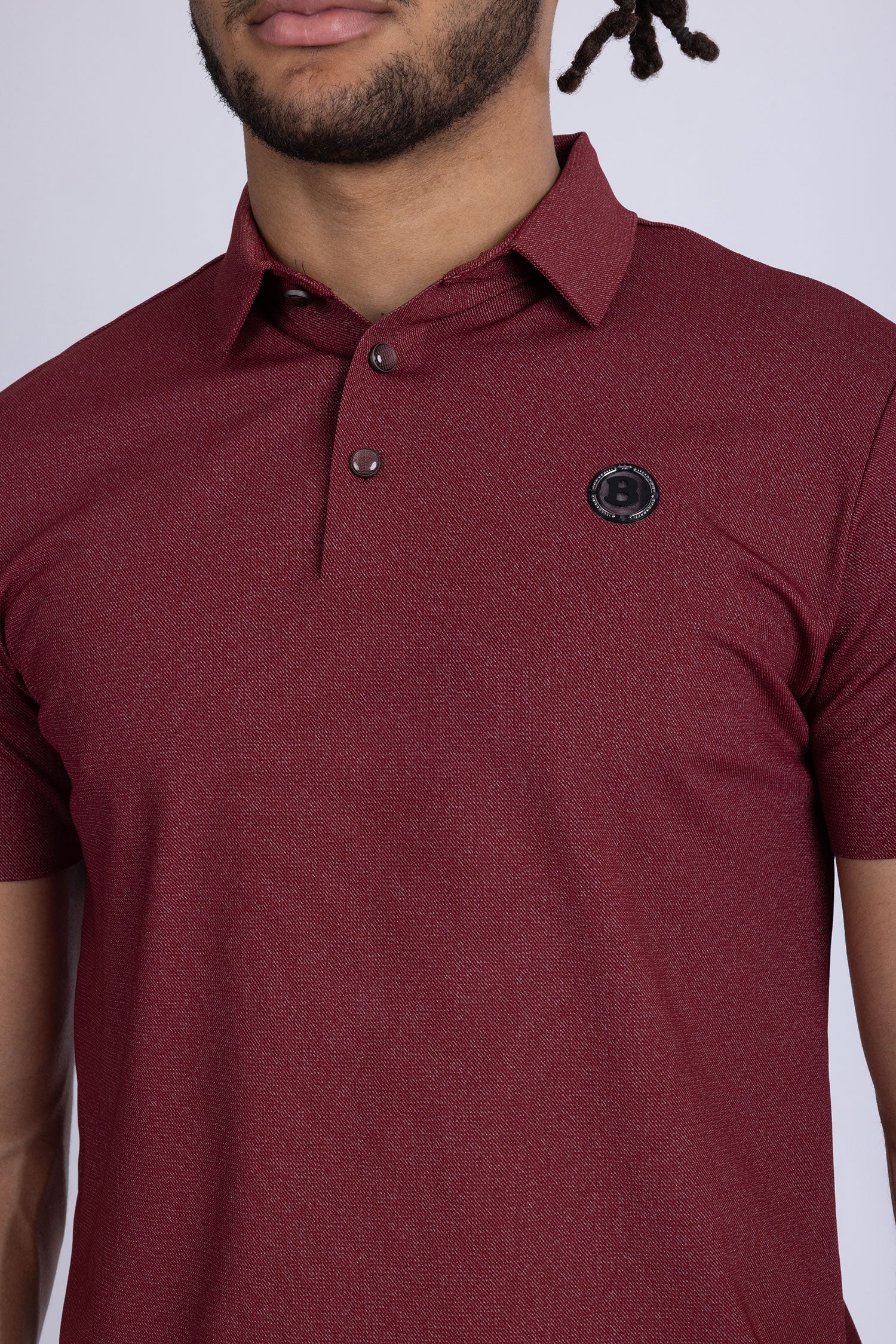 Barabas Men's Solid Color Short Sleeve Stretch Polo Shirts 5P19 Dark Red