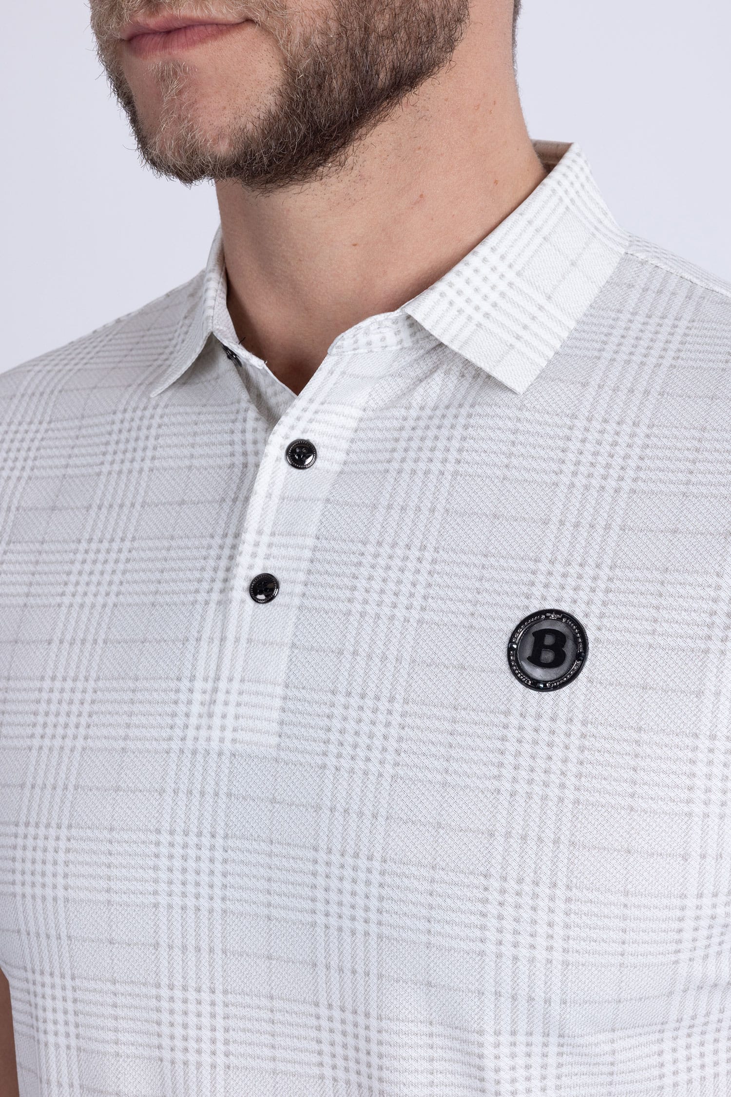 Barabas Men's Geometric Premium Stretch Patterned Polo Shirts 5P22 White