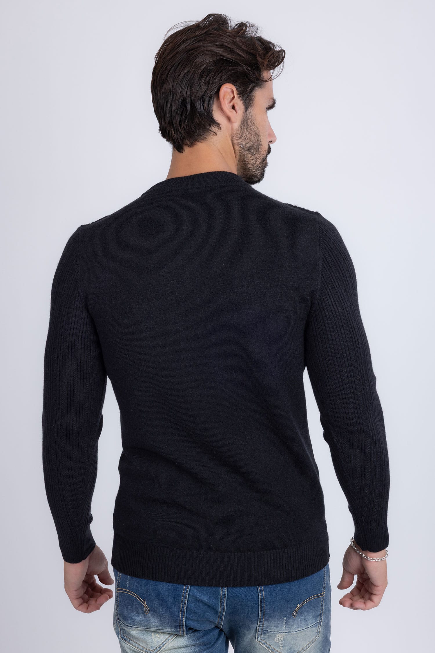 Barabas Men's Embroidered Medusa Stretch Sweater 5PLS01 Black