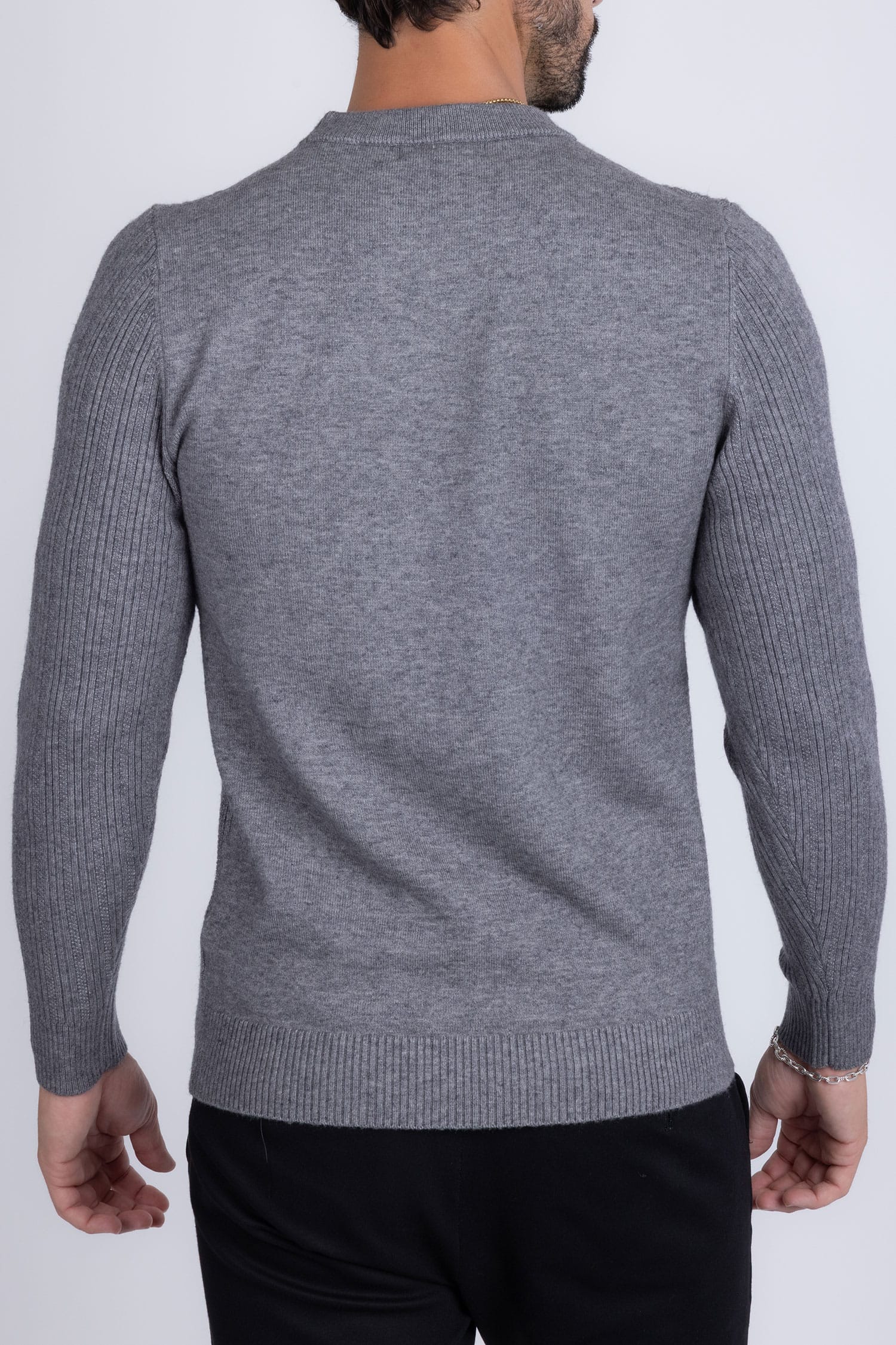 Barabas Men's Embroidered Medusa Stretch Sweater 5PLS01 Charcoal