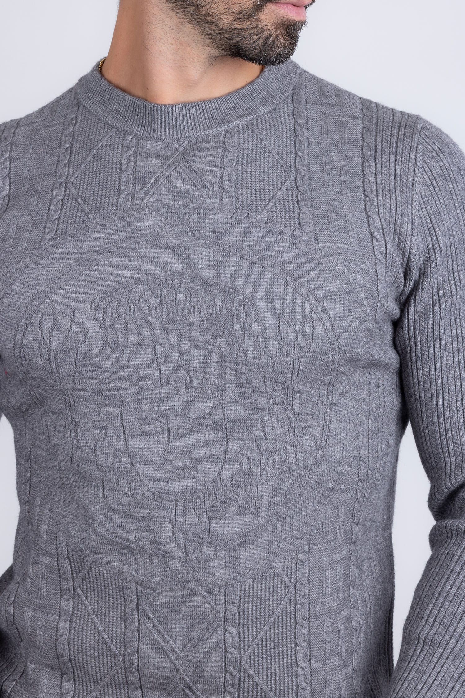 Barabas Men's Embroidered Medusa Stretch Sweater 5PLS01 Charcoal
