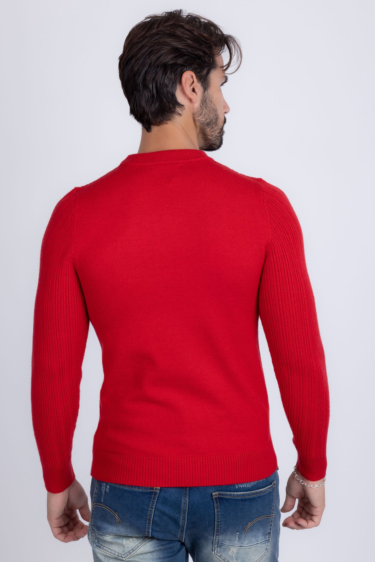 Barabas Men's Embroidered Medusa Stretch Sweater 5PLS01 Red