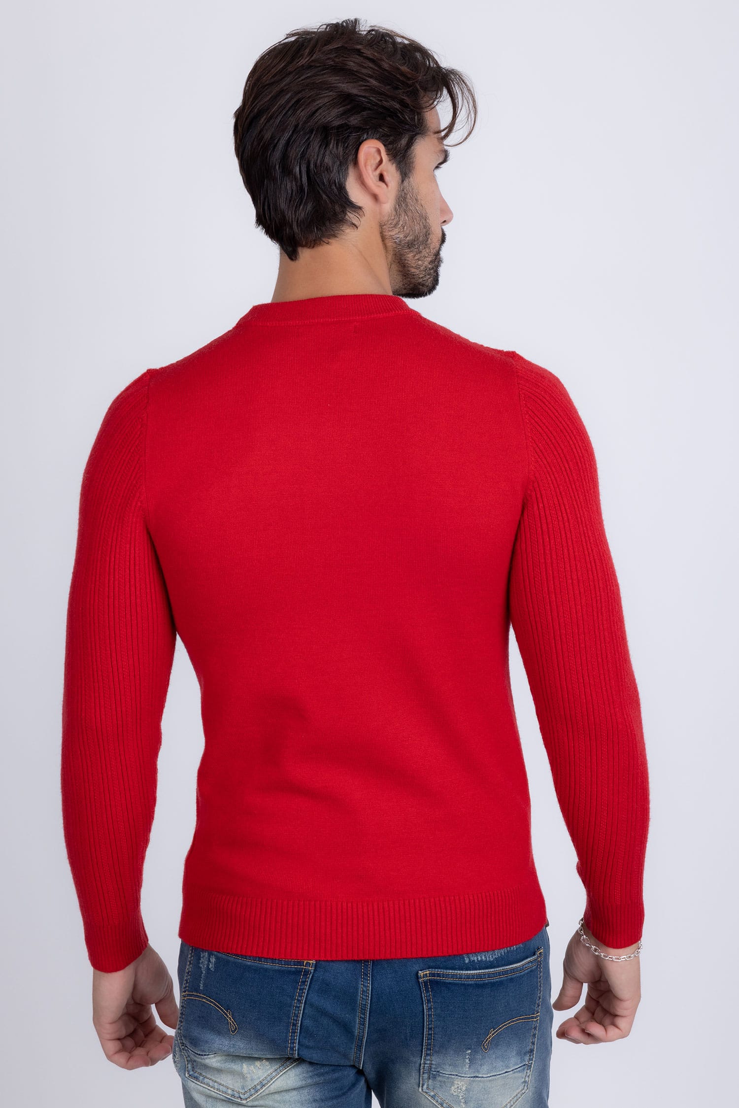 Barabas Men's Embroidered Medusa Stretch Sweater 5PLS01 Red