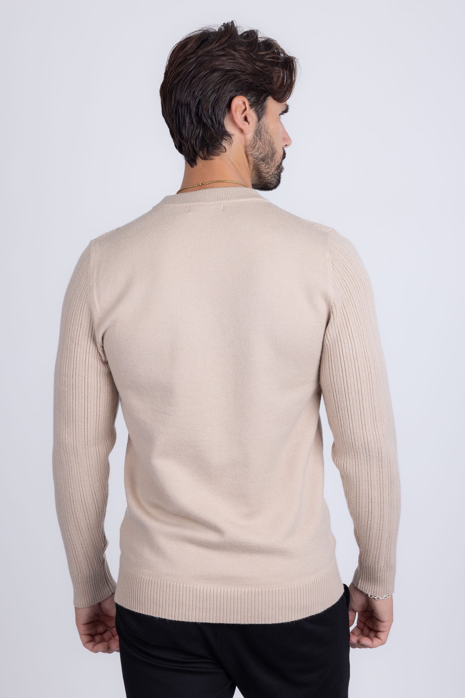 Barabas Men's Embroidered Medusa Stretch Sweater 5PLS01 Stone