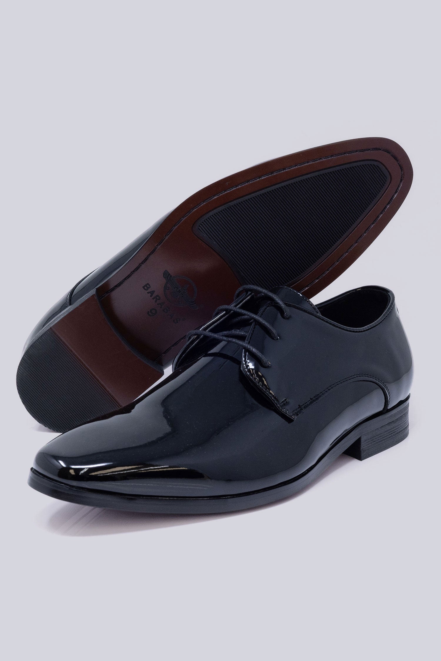 Barabas Men's Shiny Solid Lace-up Leather Loafer Dress Shoes 5SH05 Black