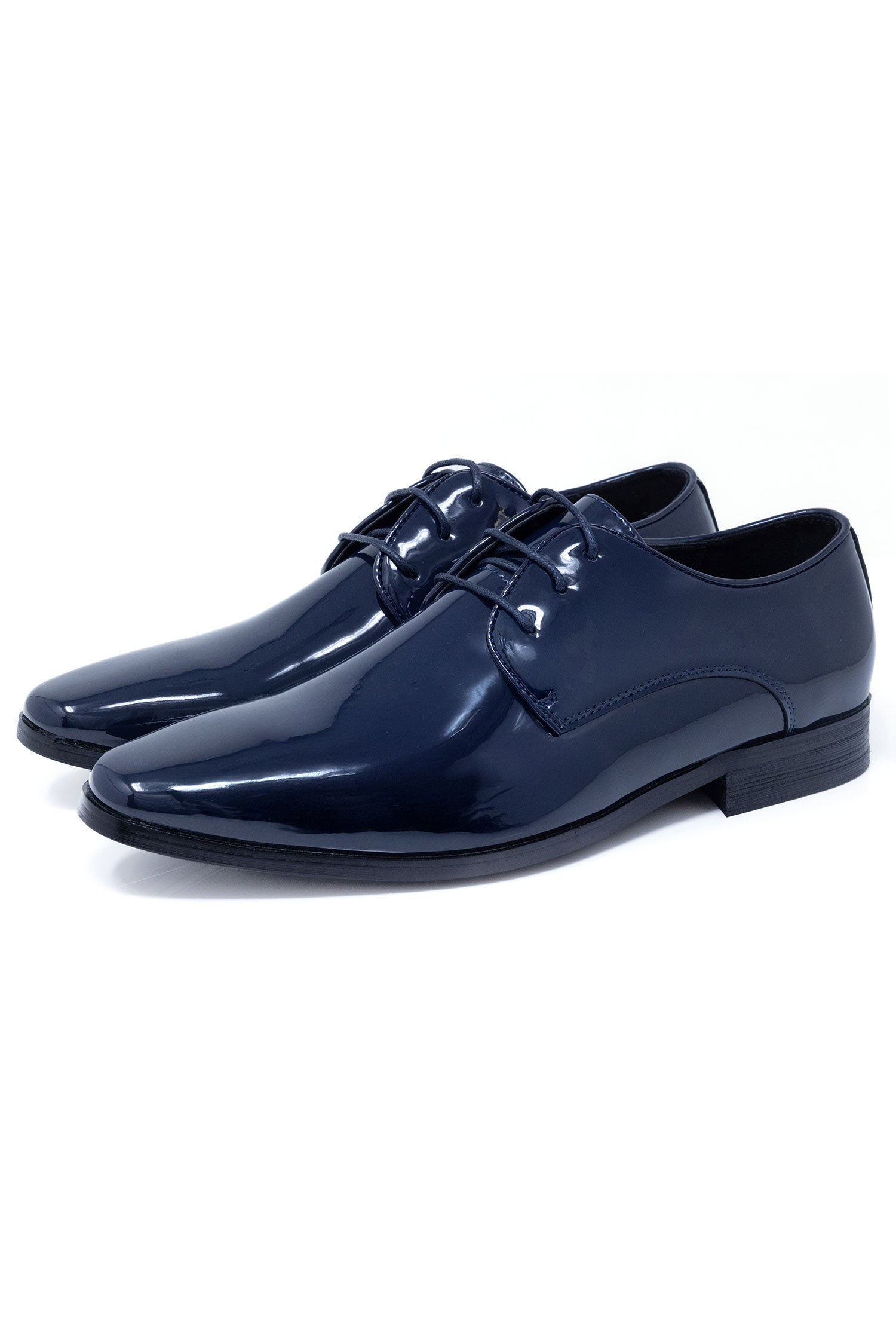 Barabas Men's Shiny Solid Lace-up Leather Loafer Dress Shoes 5SH05 Navy