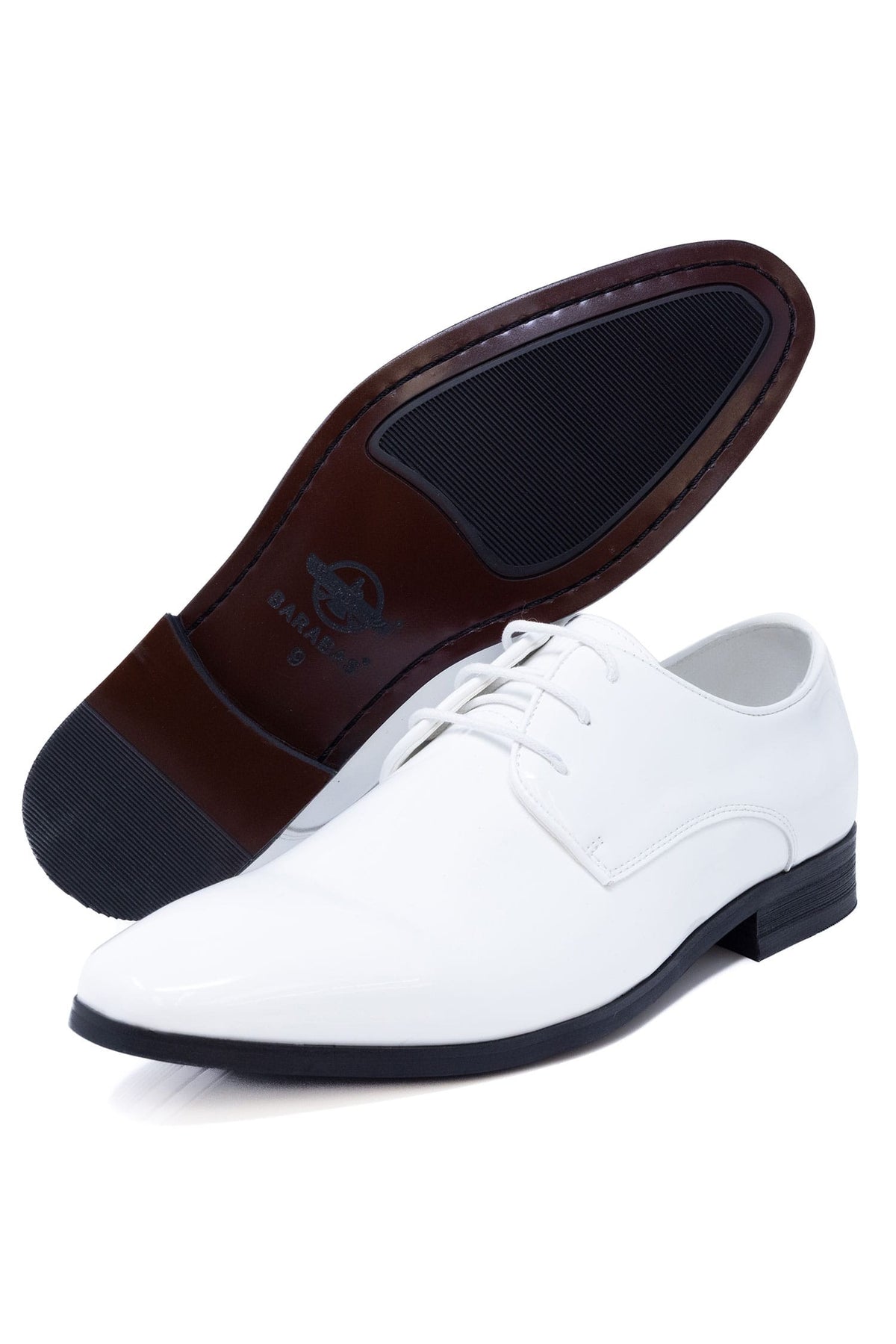 Barabas Men's Shiny Solid Lace-up Leather Loafer Dress Shoes 5SH05 White