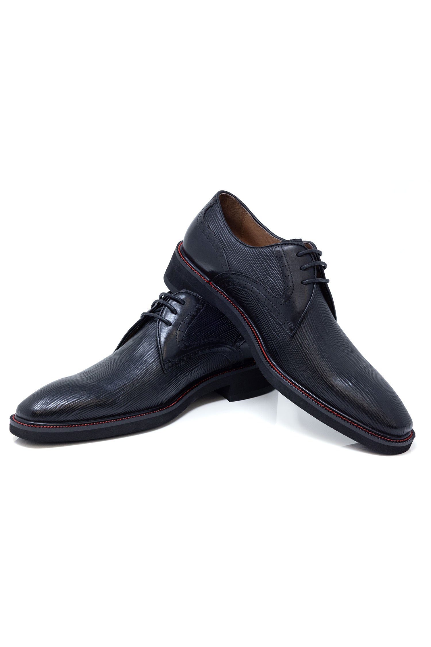 Barabas Men's Textured Leather Lace-up Loafer Dress Shoes 5SH07 Black