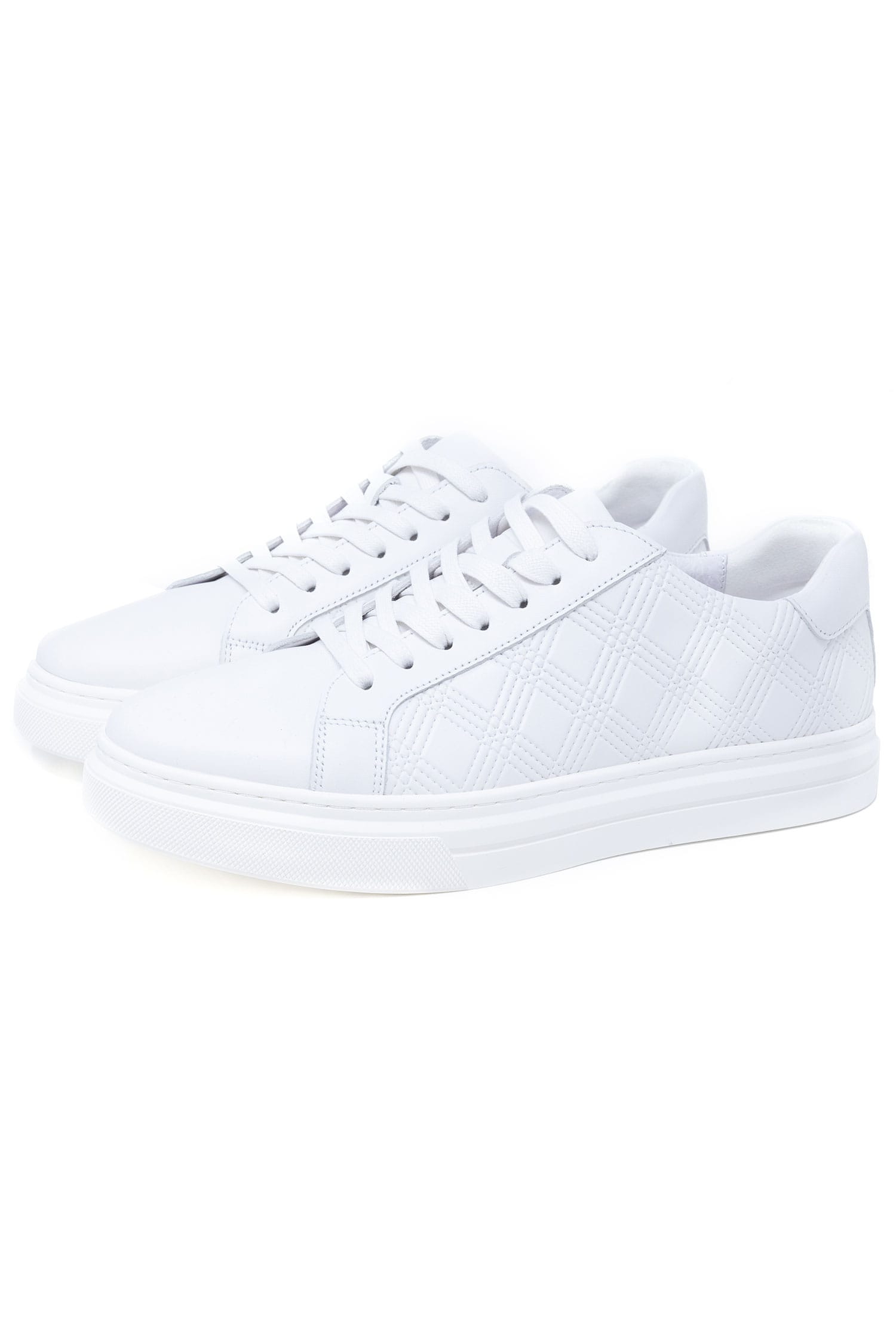 Barabas Men's Checkered Lace-up Leather Sneakers 5SH09 White