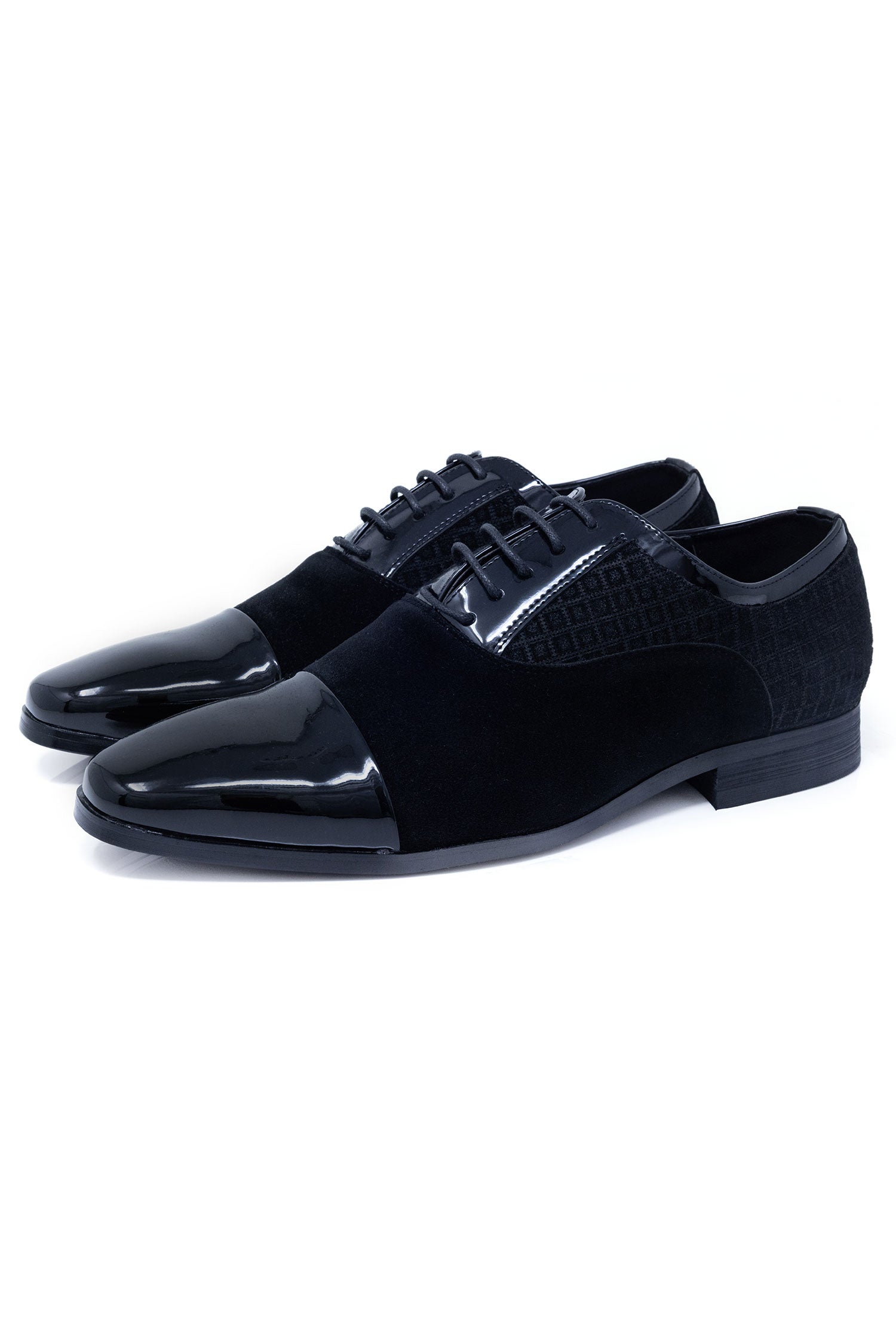 Barabas Men's Shiny Suede Design Lace-up Leather Dress Shoes 5SH11 Black