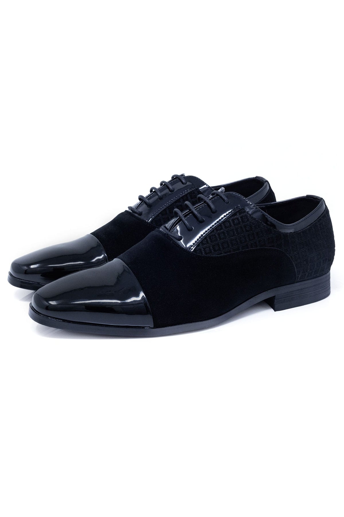 Barabas Men's Shiny Suede Design Lace-up Leather Dress Shoes 5SH11 Black