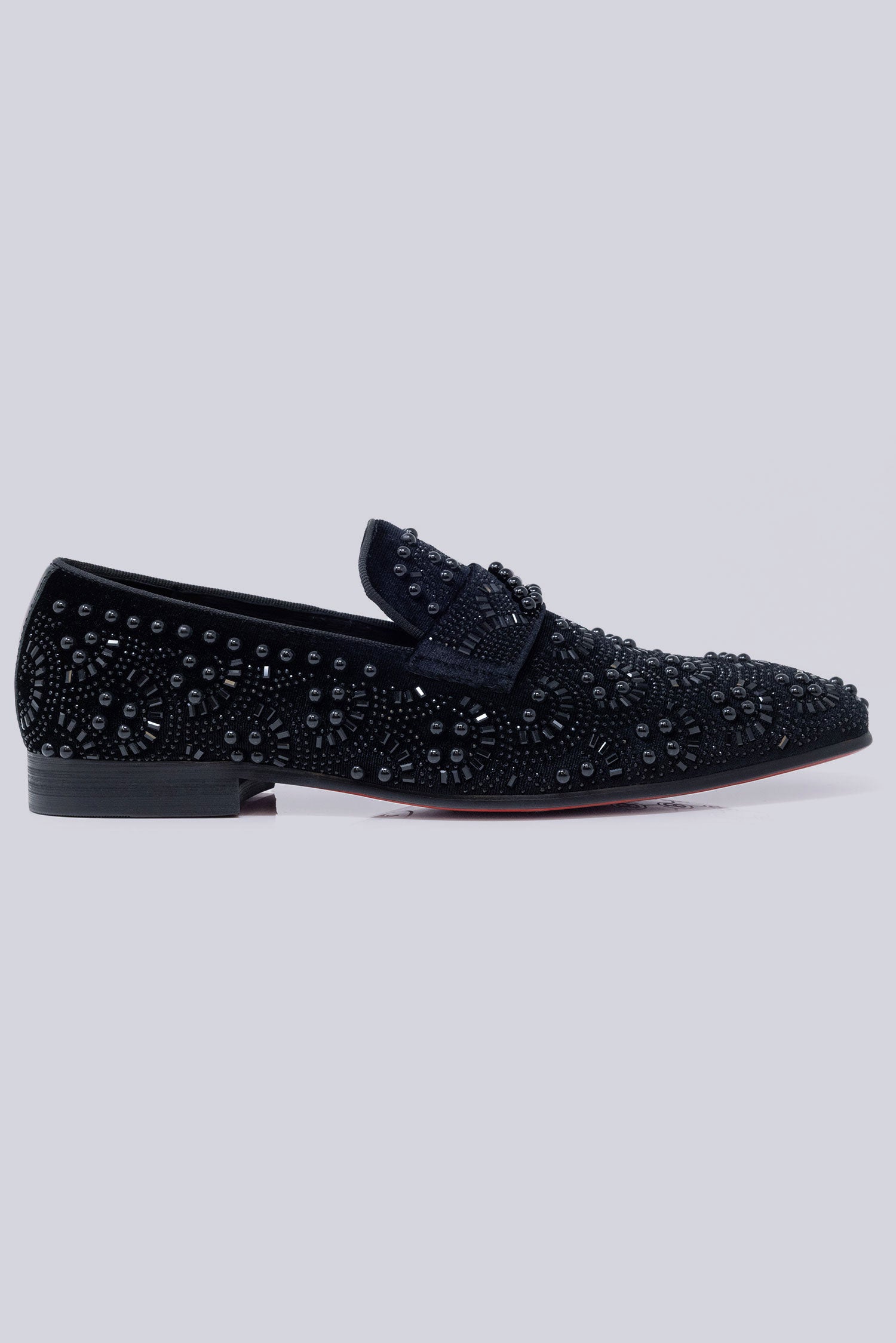 Barabas Men's Geometric Shiny Rhinestone Design Leather Shoes 5SH12 Black