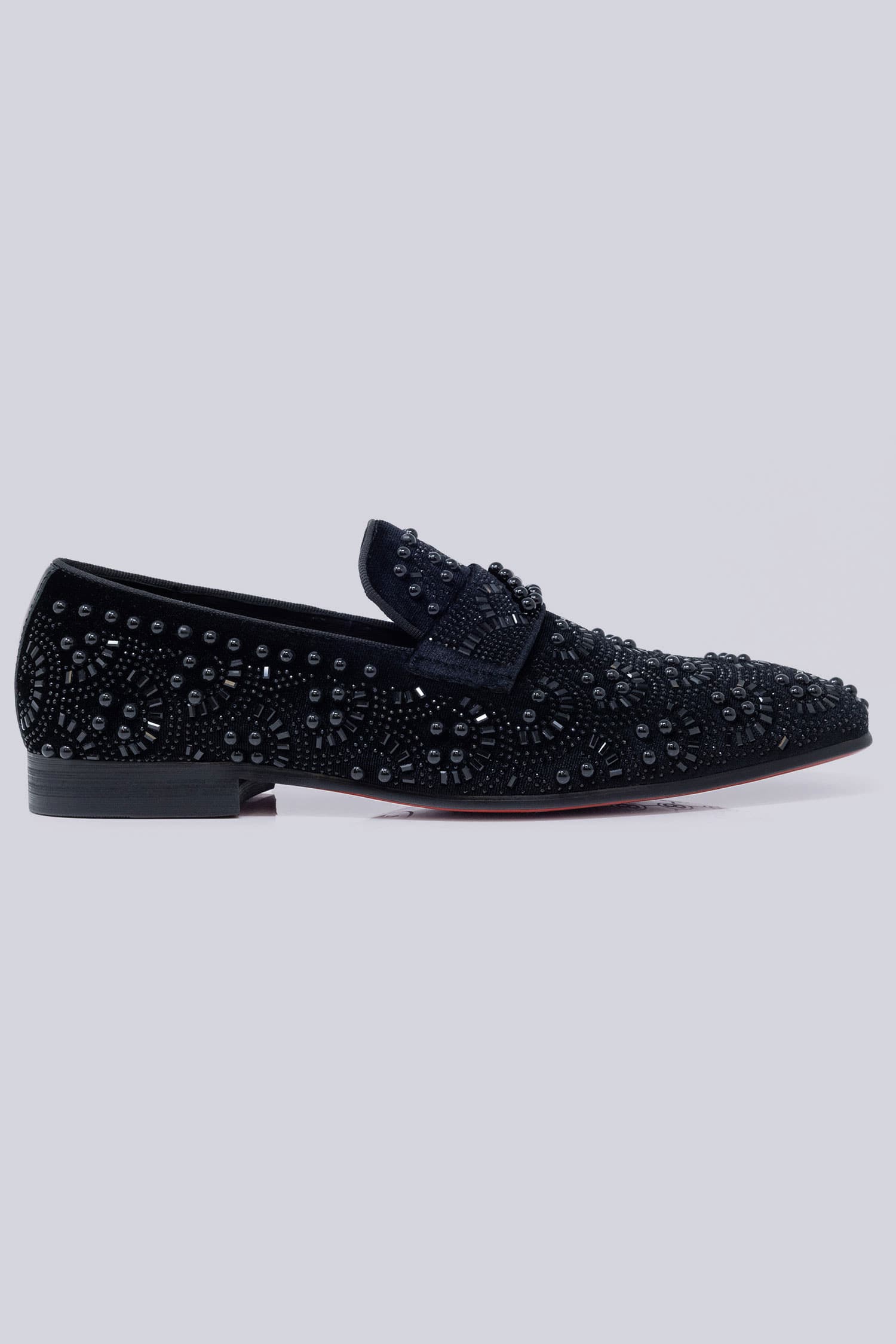 Barabas Men's Geometric Shiny Rhinestone Design Leather Shoes 5SH12 Black