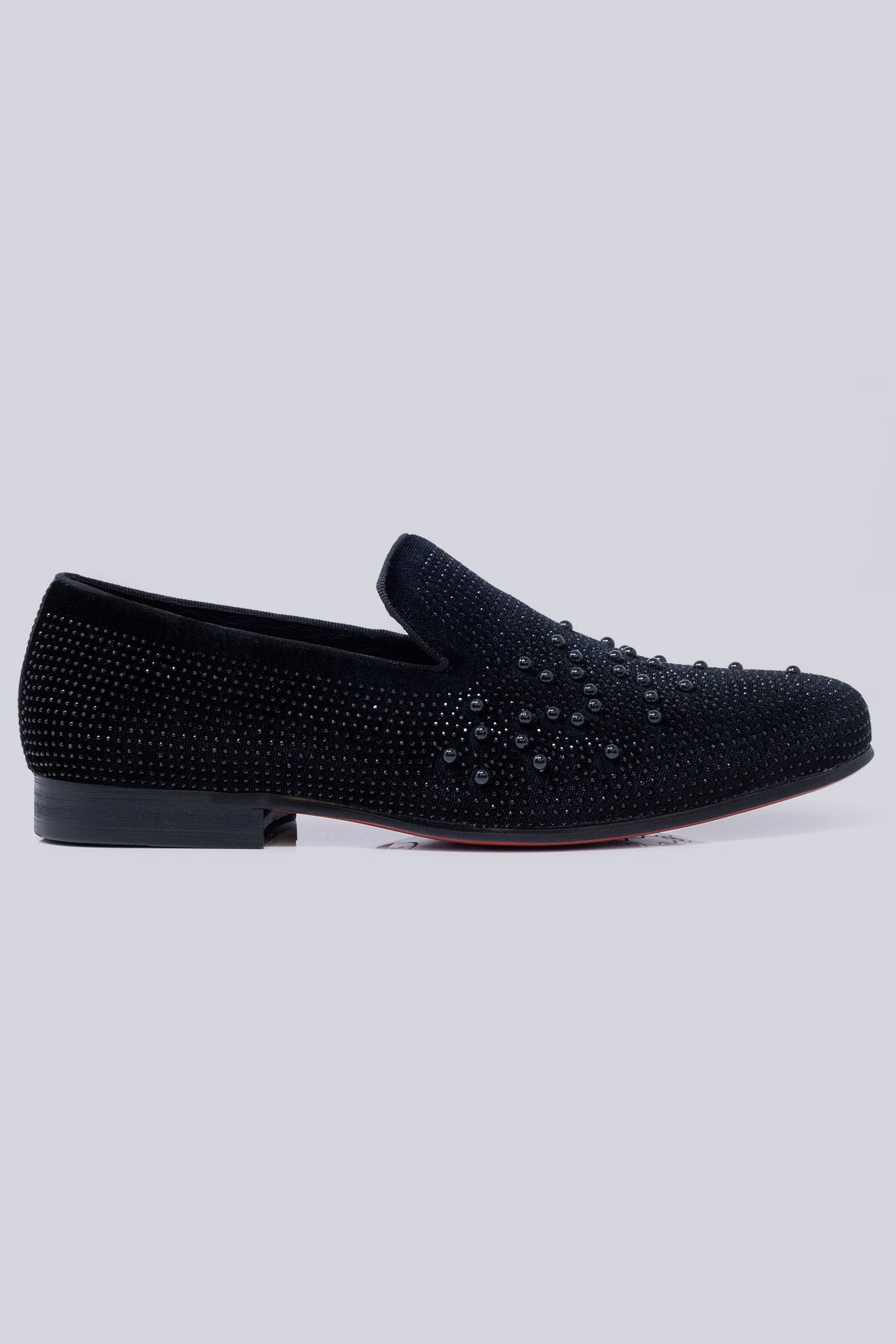 Barabas Men's Rhinestone Design Slip On Leather Loafer Shoes 5SH14 Black