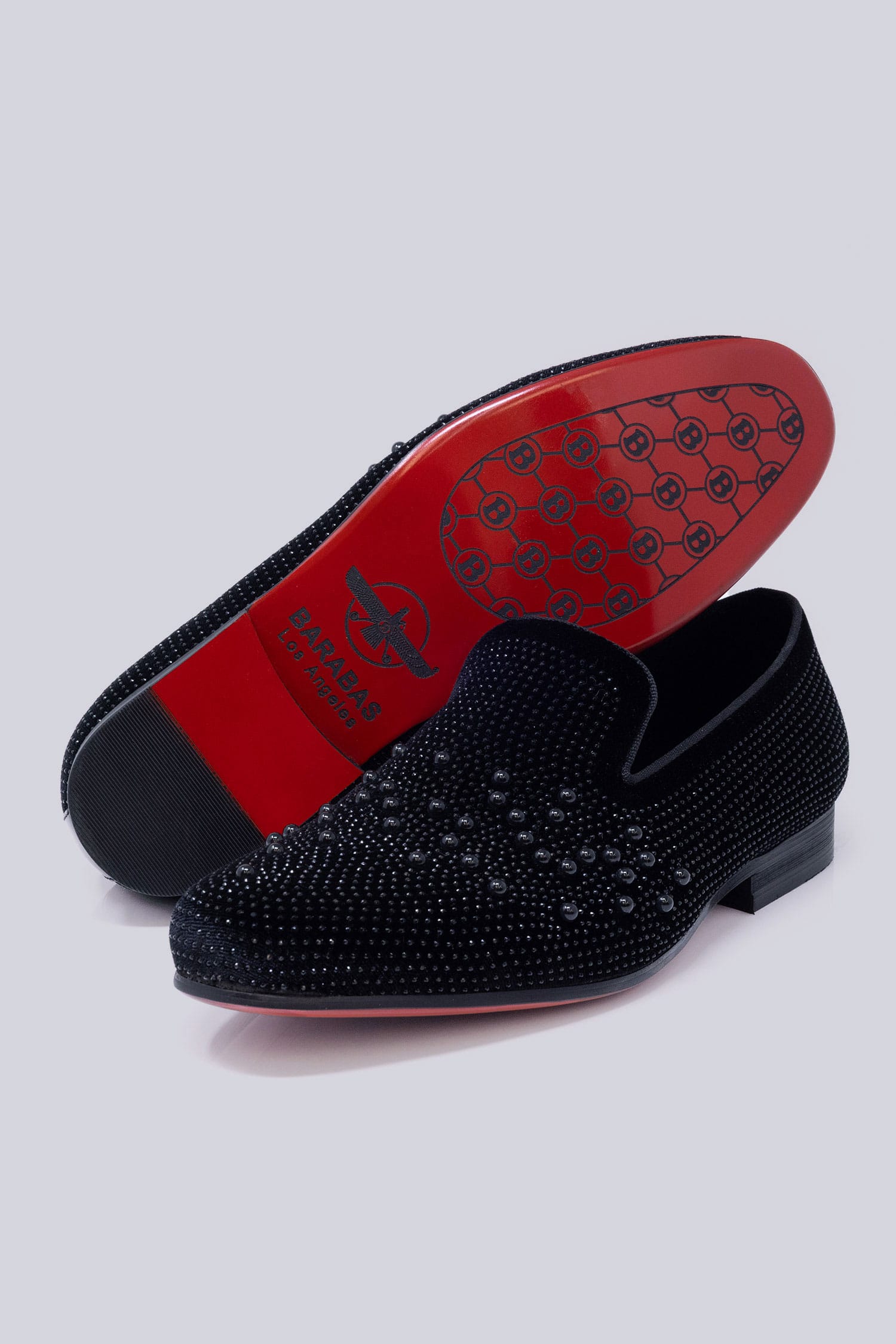 Barabas Men's Rhinestone Design Slip On Leather Loafer Shoes 5SH14 Black