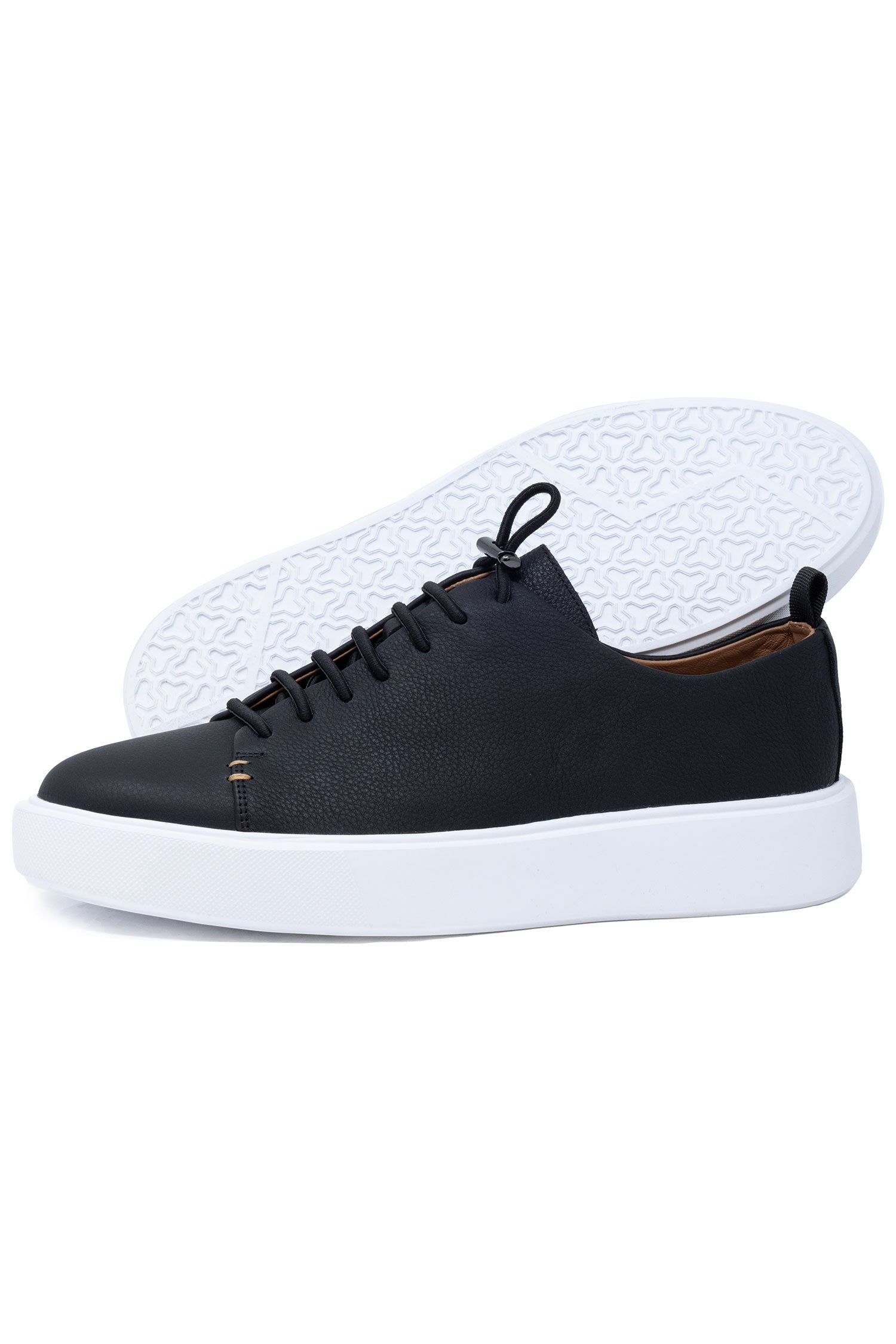 Barabas Men's Premium Leather Casual Low Top Sneaker 5SH15 Black