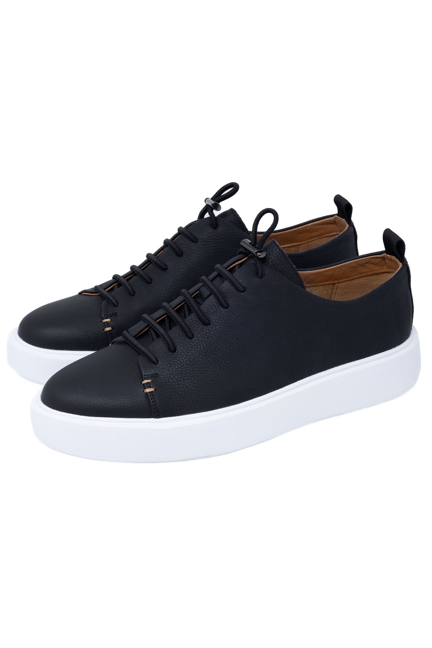 Barabas Men's Premium Leather Casual Low Top Sneaker 5SH15 Black