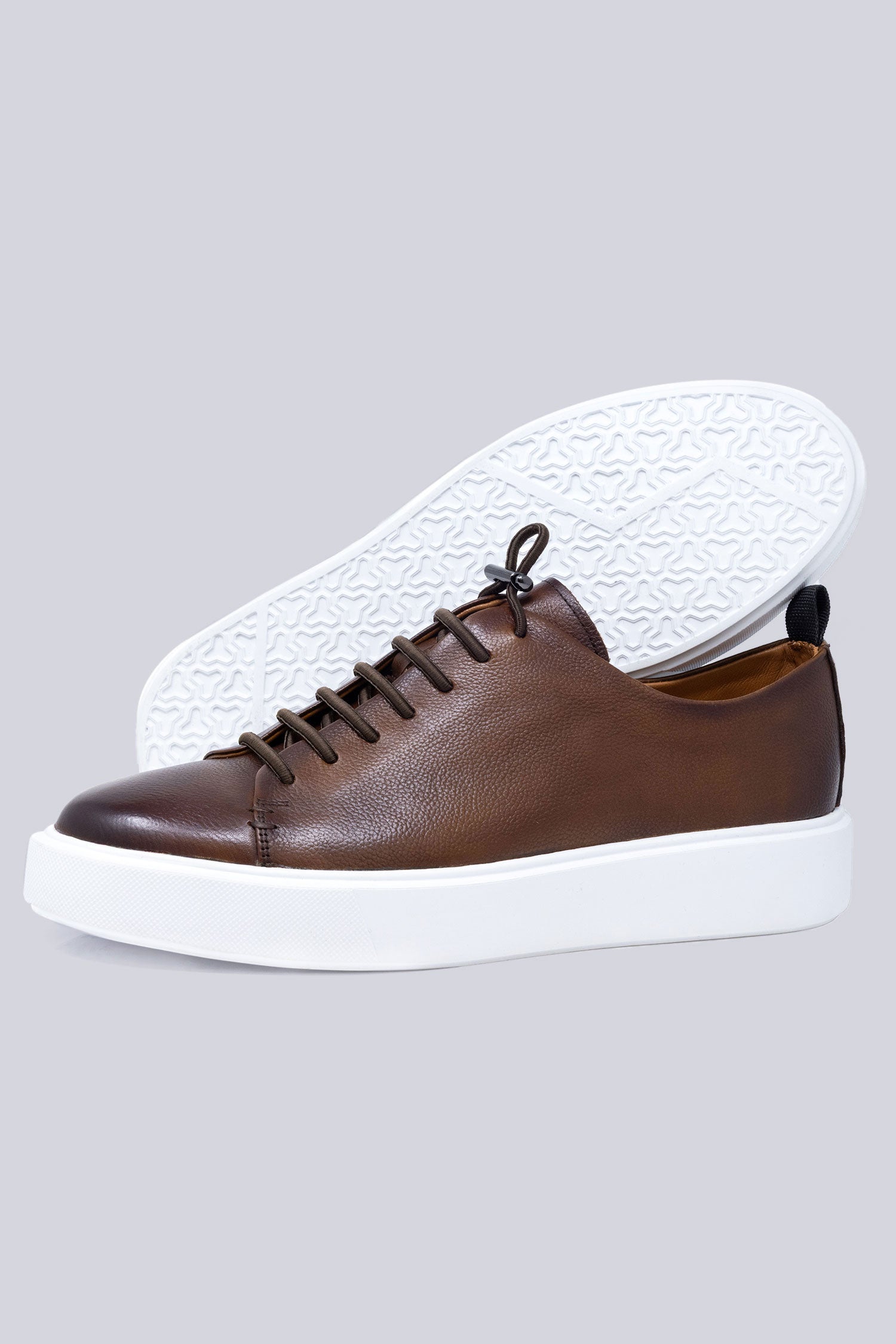 Barabas Men's Premium Leather Casual Low Top Sneaker 5SH15 Brown