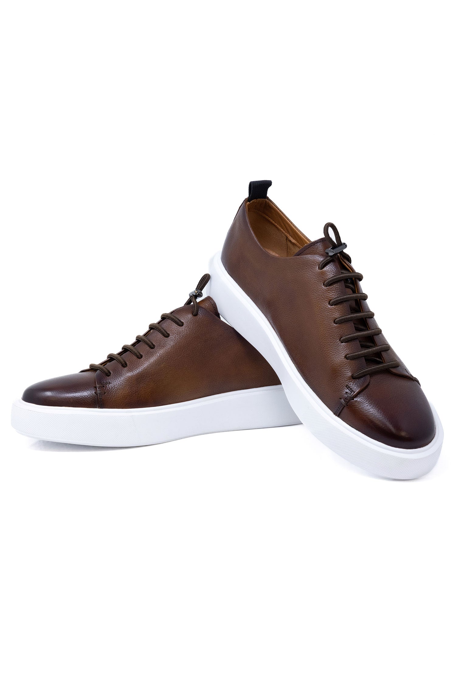 Barabas Men's Premium Leather Casual Low Top Sneaker 5SH15 Brown
