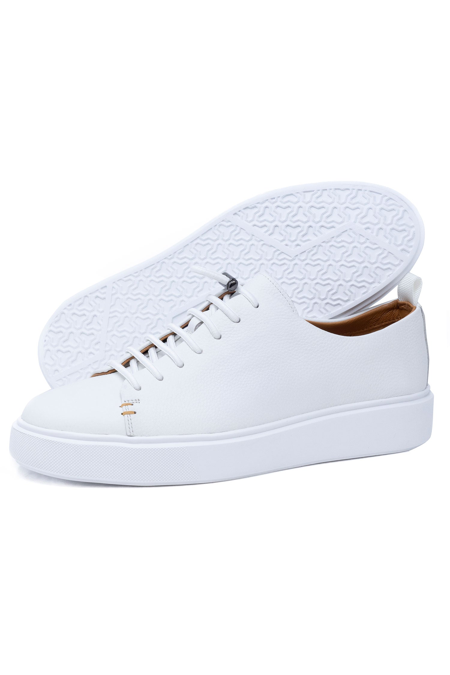 Barabas Men's Premium Leather Casual Low Top Sneaker 5SH15 White