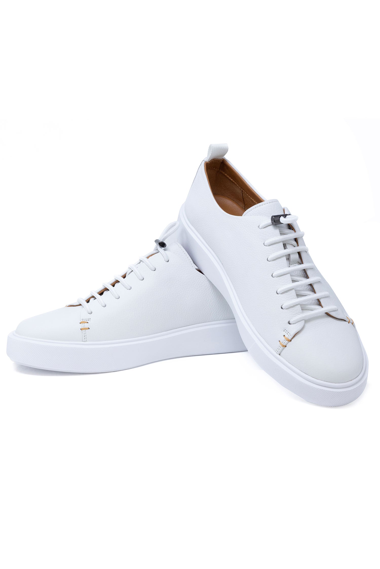 Barabas Men's Premium Leather Casual Low Top Sneaker 5SH15 White