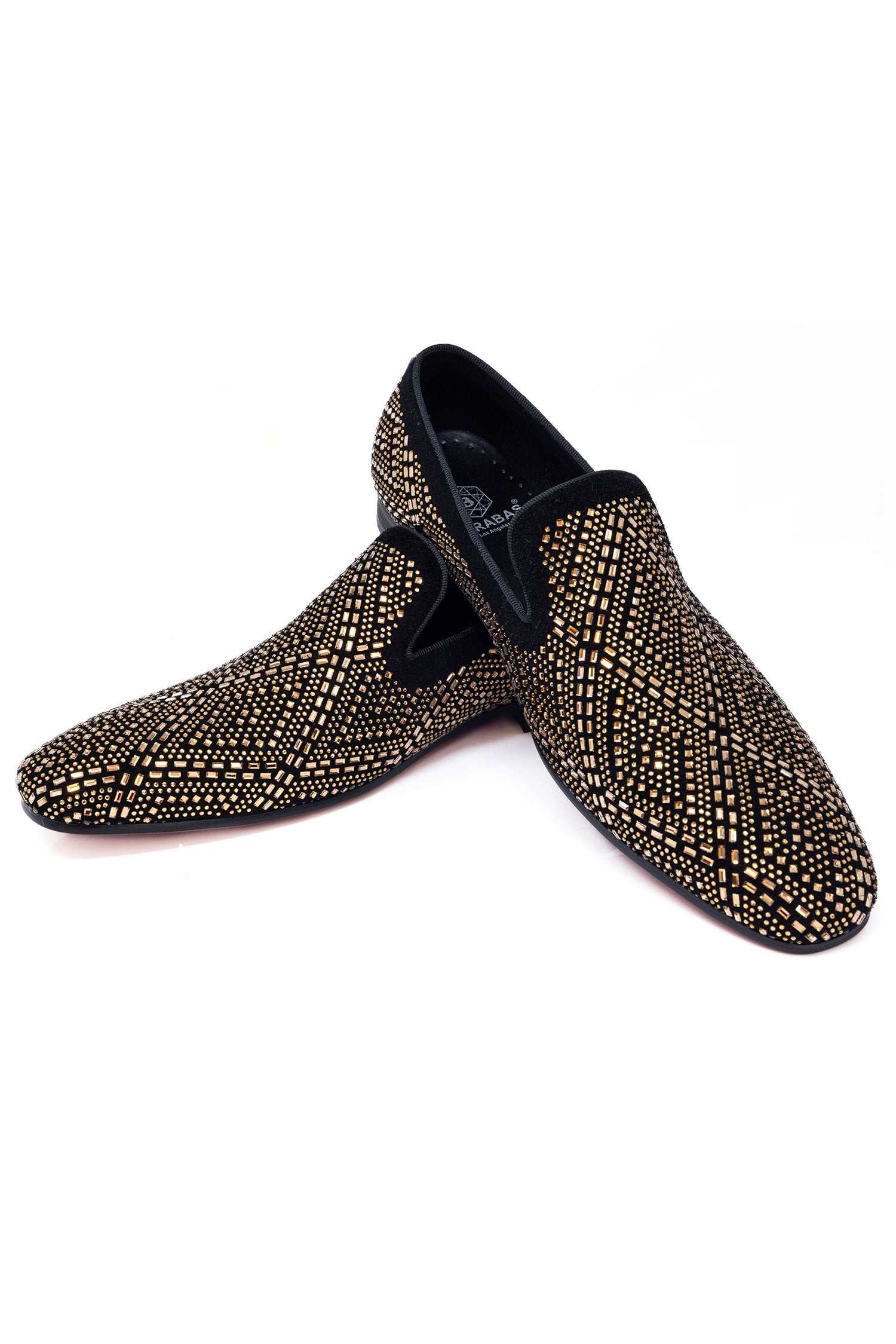 Barabas Men's Rhinestone Suede Slip On Loafer Dress Shoes 5SH16 Gold