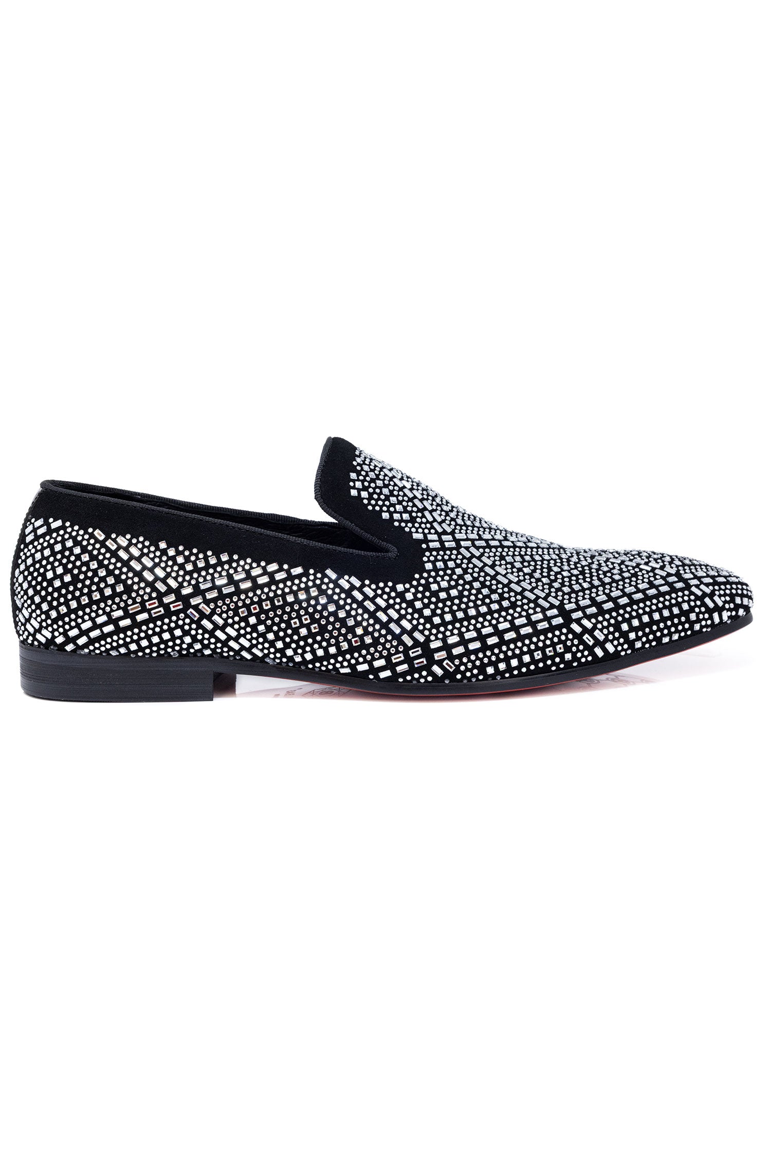 Barabas Men's Rhinestone Suede Slip On Loafer Dress Shoes 5SH16 Silver