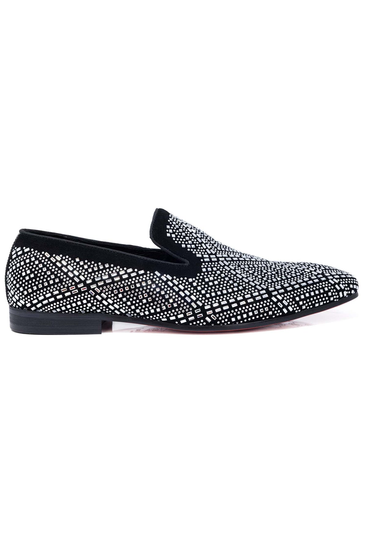 Barabas Men's Rhinestone Suede Slip On Loafer Dress Shoes 5SH16 Silver