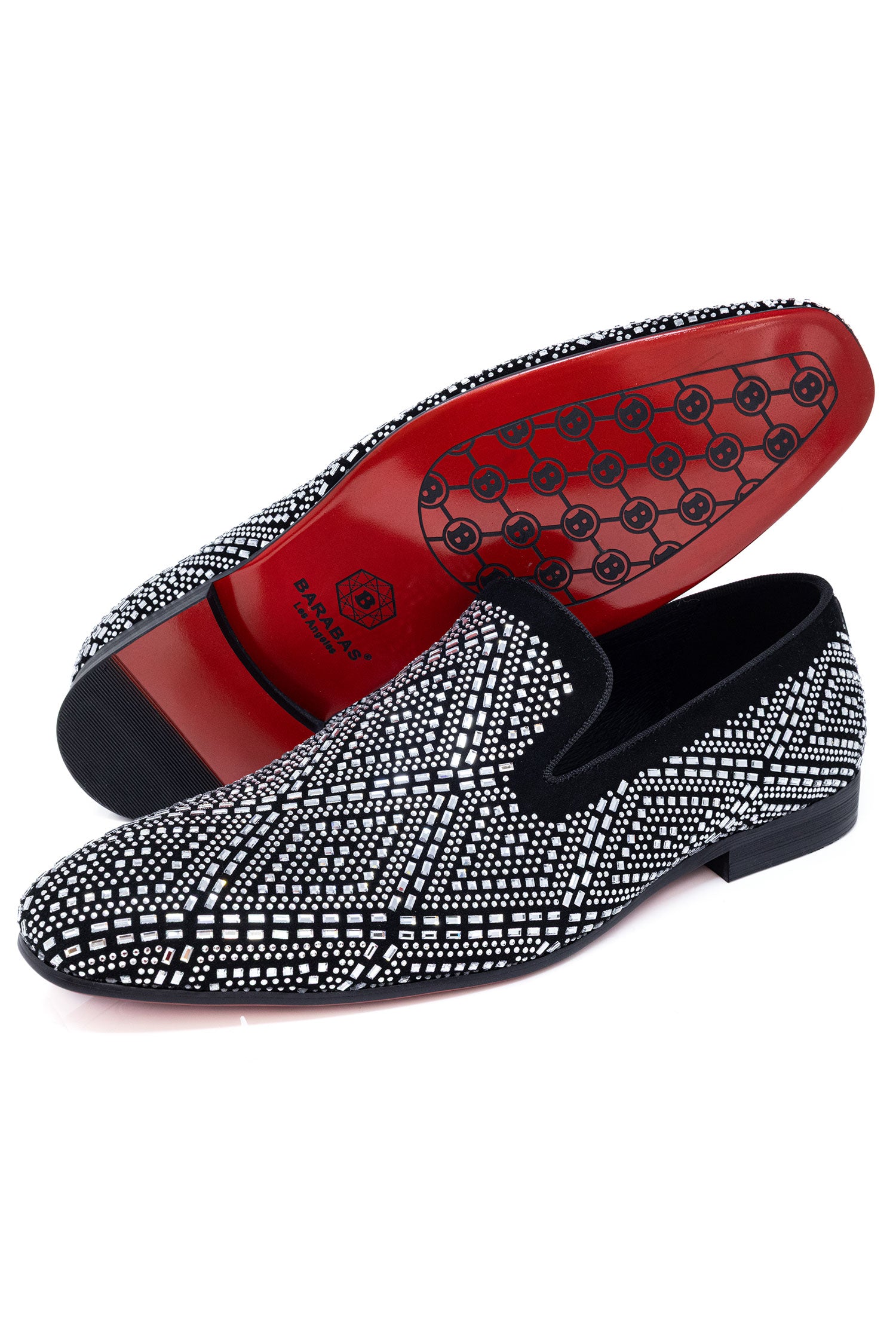 Barabas Men's Rhinestone Suede Slip On Loafer Dress Shoes 5SH16 Silver Black