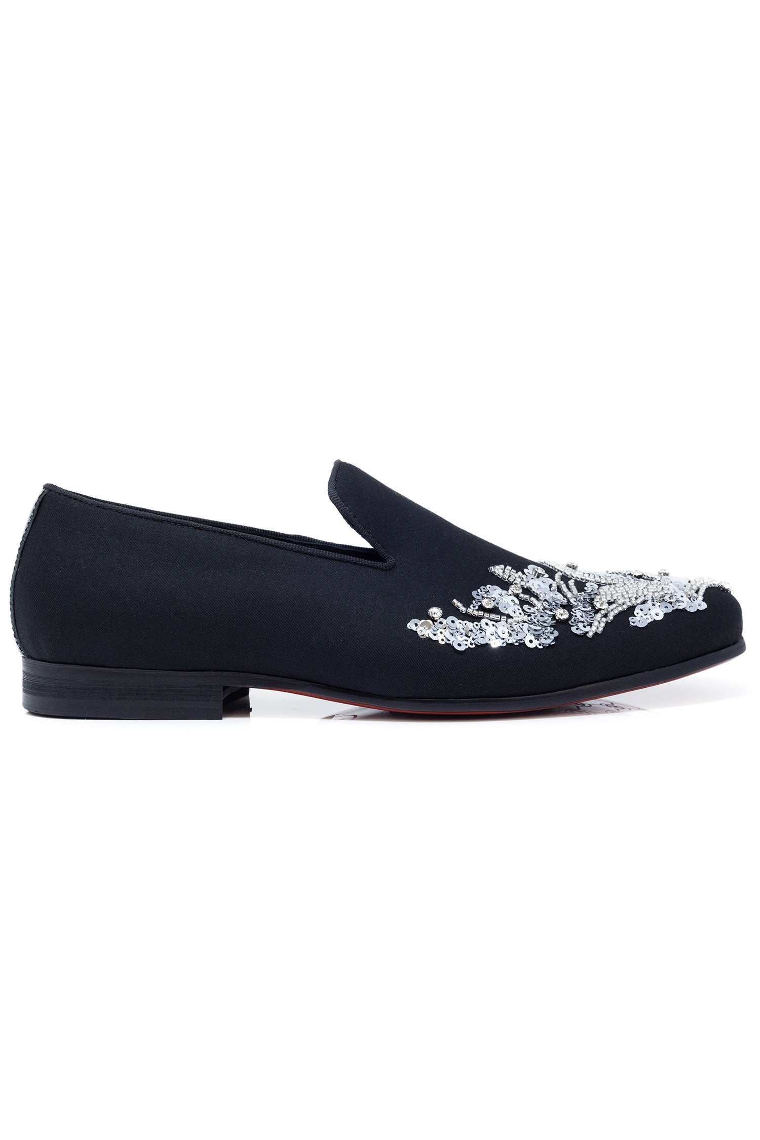 Barabas Men's Sequin Shiny Design Slip On Leather Loafer Shoes 5SH37 Silver Black