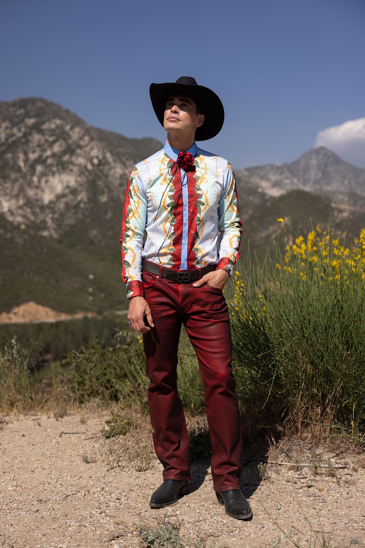 Barabas Men's San Judas Tadeo Rhinestones Floral Baroque Shirt 5SPR11 Multi