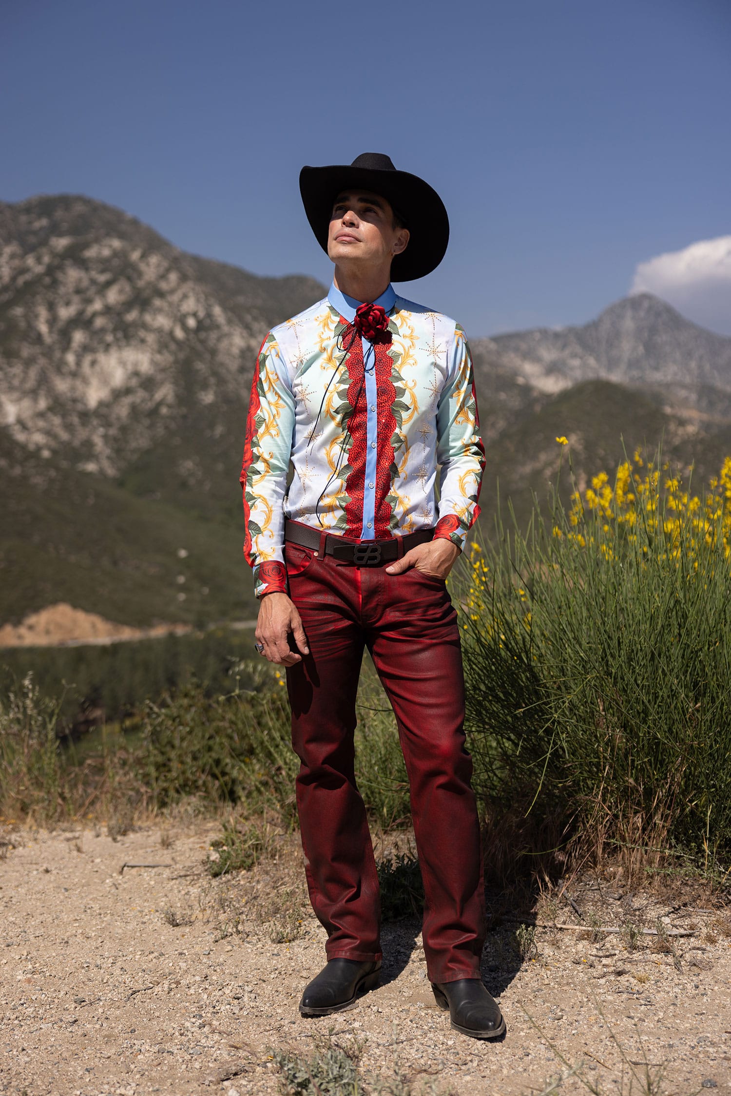 Barabas Men's San Judas Tadeo Rhinestones Floral Baroque Shirt 5SPR11 Multi