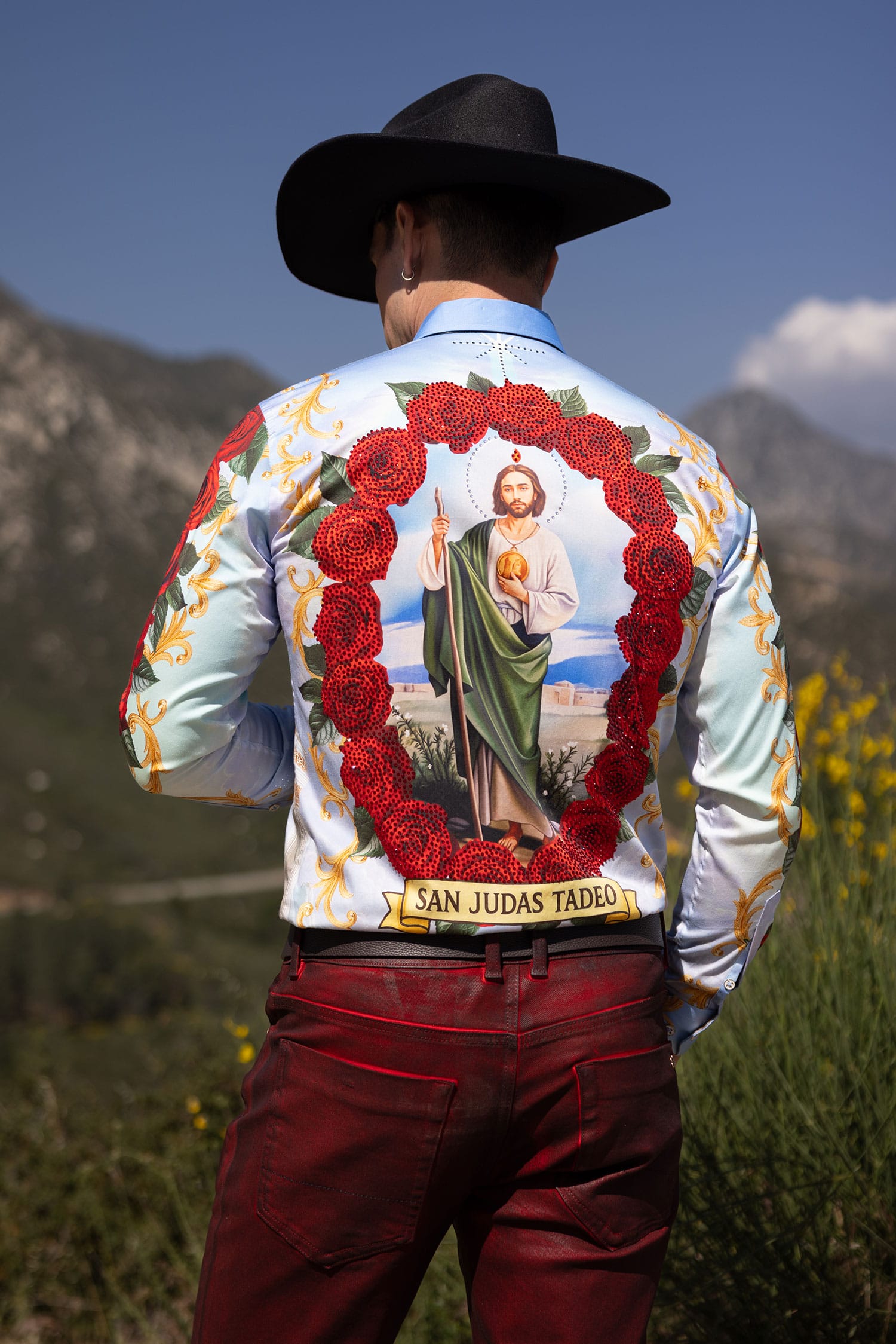 Barabas Men's San Judas Tadeo Rhinestones Floral Baroque Shirt 5SPR11 Multi