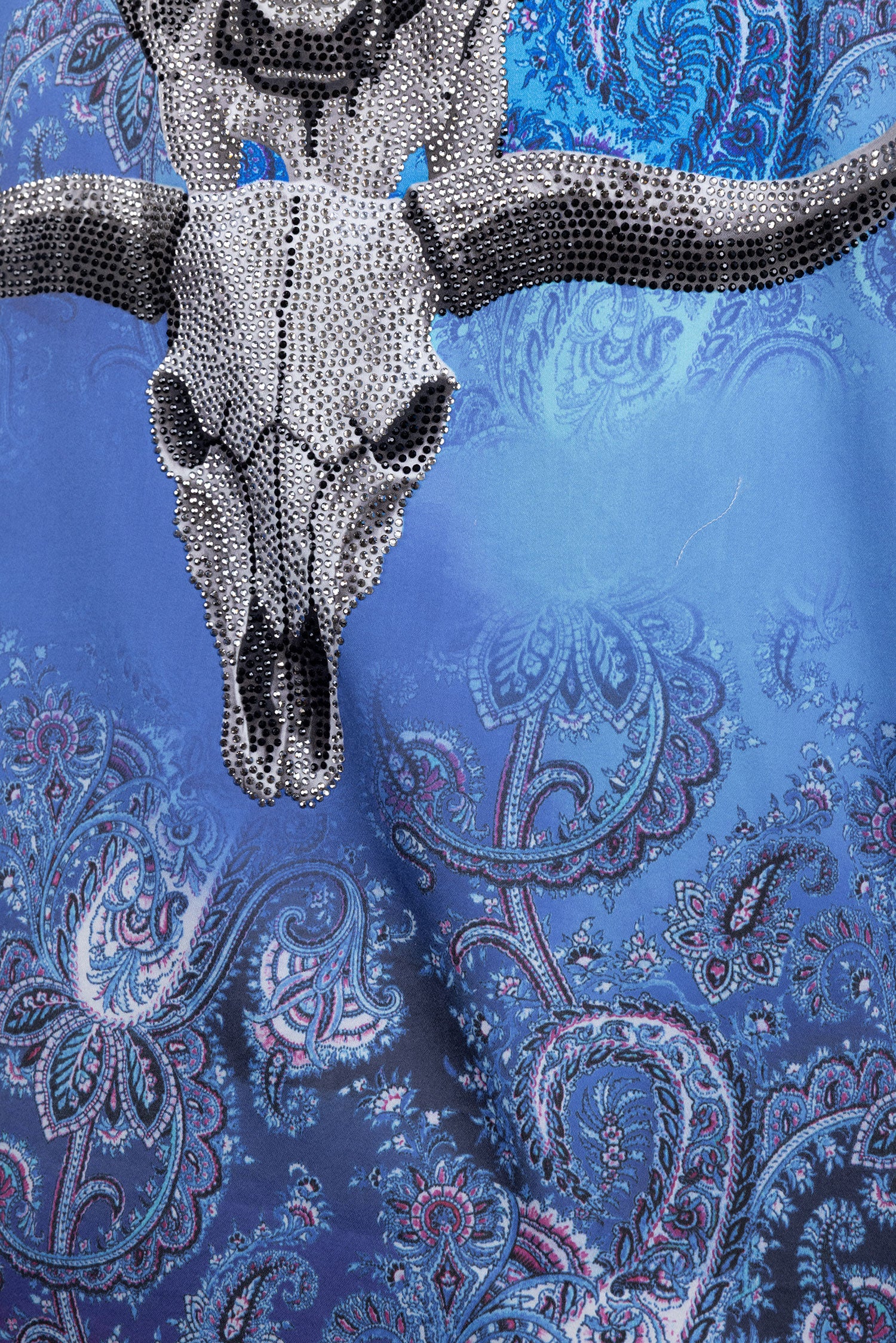 Barabas Men's Rhinestones Animal Paisley Long Sleeve Shirts 5SPR12 Blue