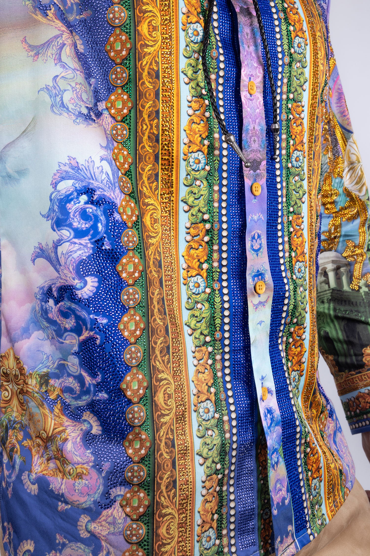 Barabas Men's Rhinestones Floral Judas Tadeo Long Sleeve Shirt 5SPR14 Multi