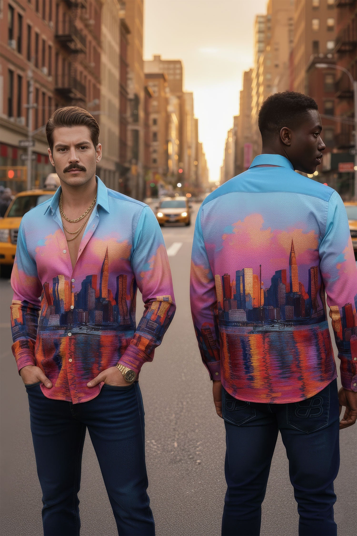 Barabas Men's New York Rhinestones Baroque Shirt 5SPR16