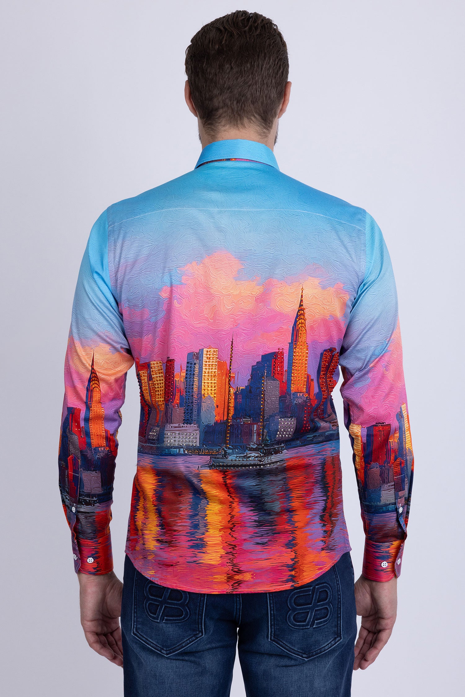 Barabas Men's New York Rhinestones Baroque Shirt 5SPR16