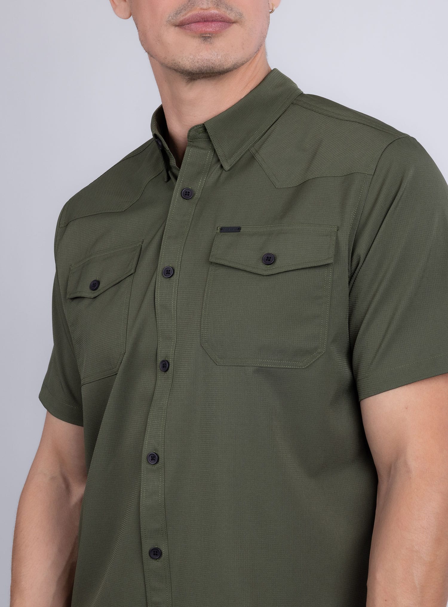 Barabas Men's Western Casual Solid Stretch Short Sleeve Shirt 5SST10 Green
